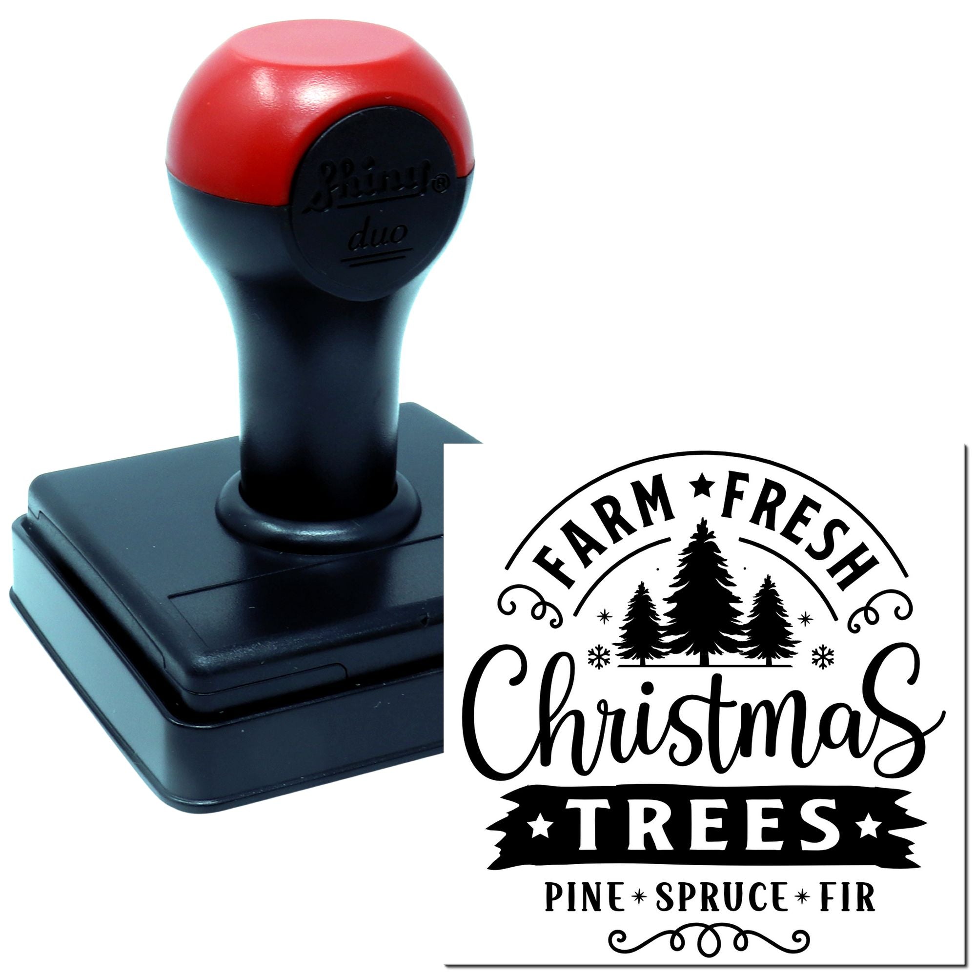 Duo Farm Fresh Christmas Trees Market Hand Stamp