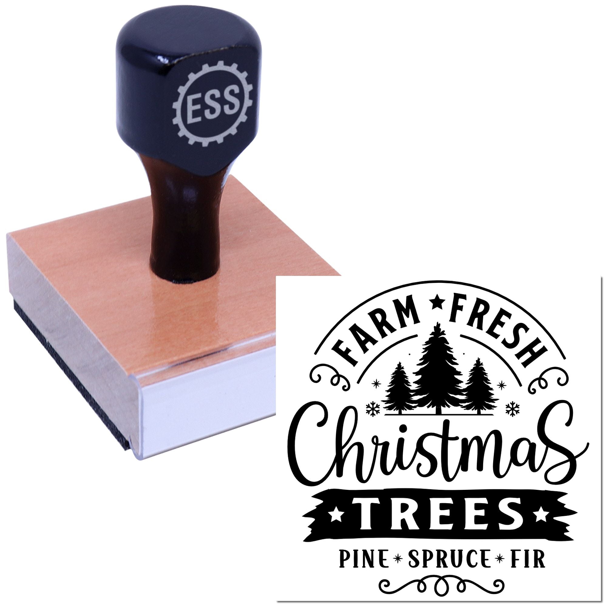 Holiday Evergreen Harvest Note Card Rubber Stamp