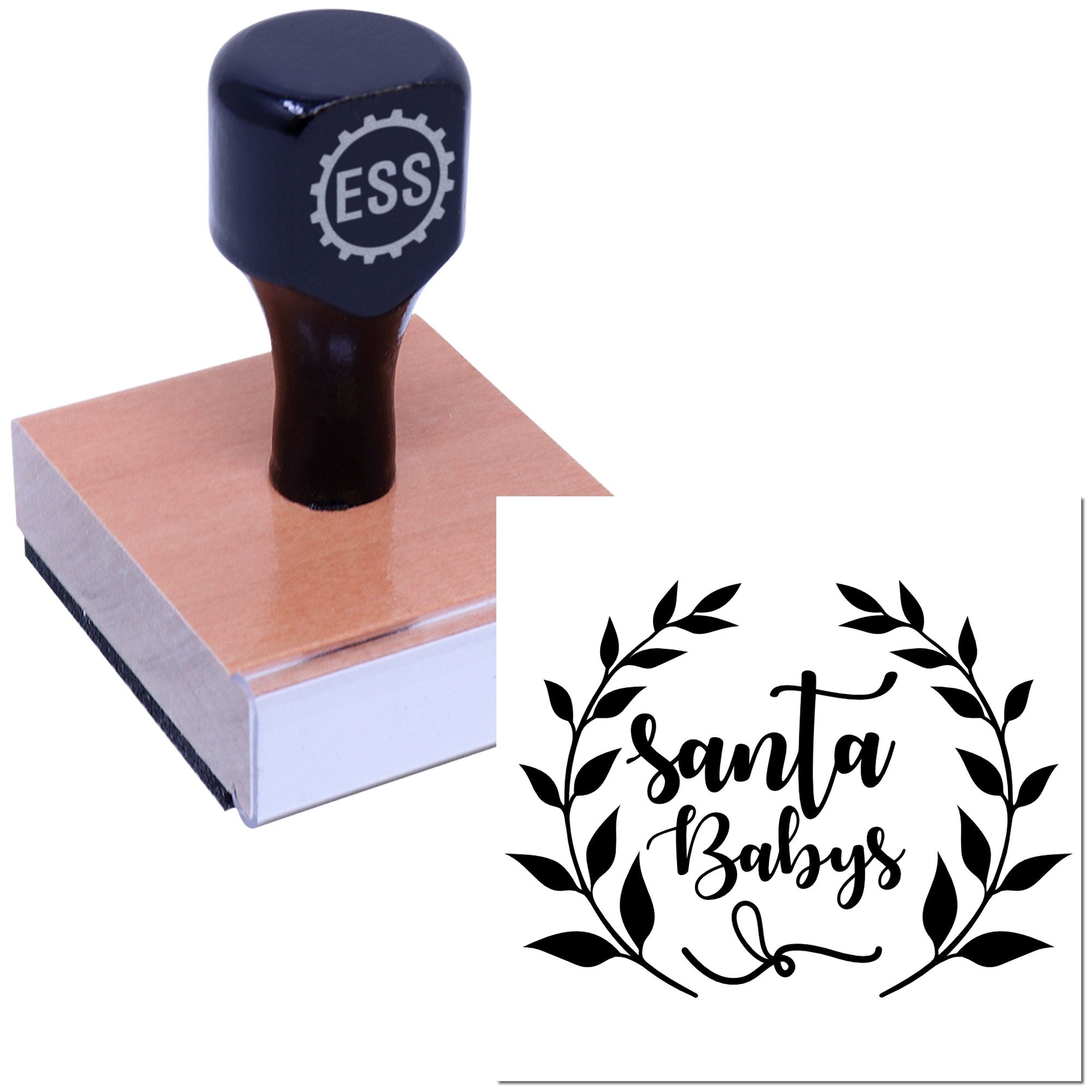 Leafy Santa Script Postcard Rubber Stamp