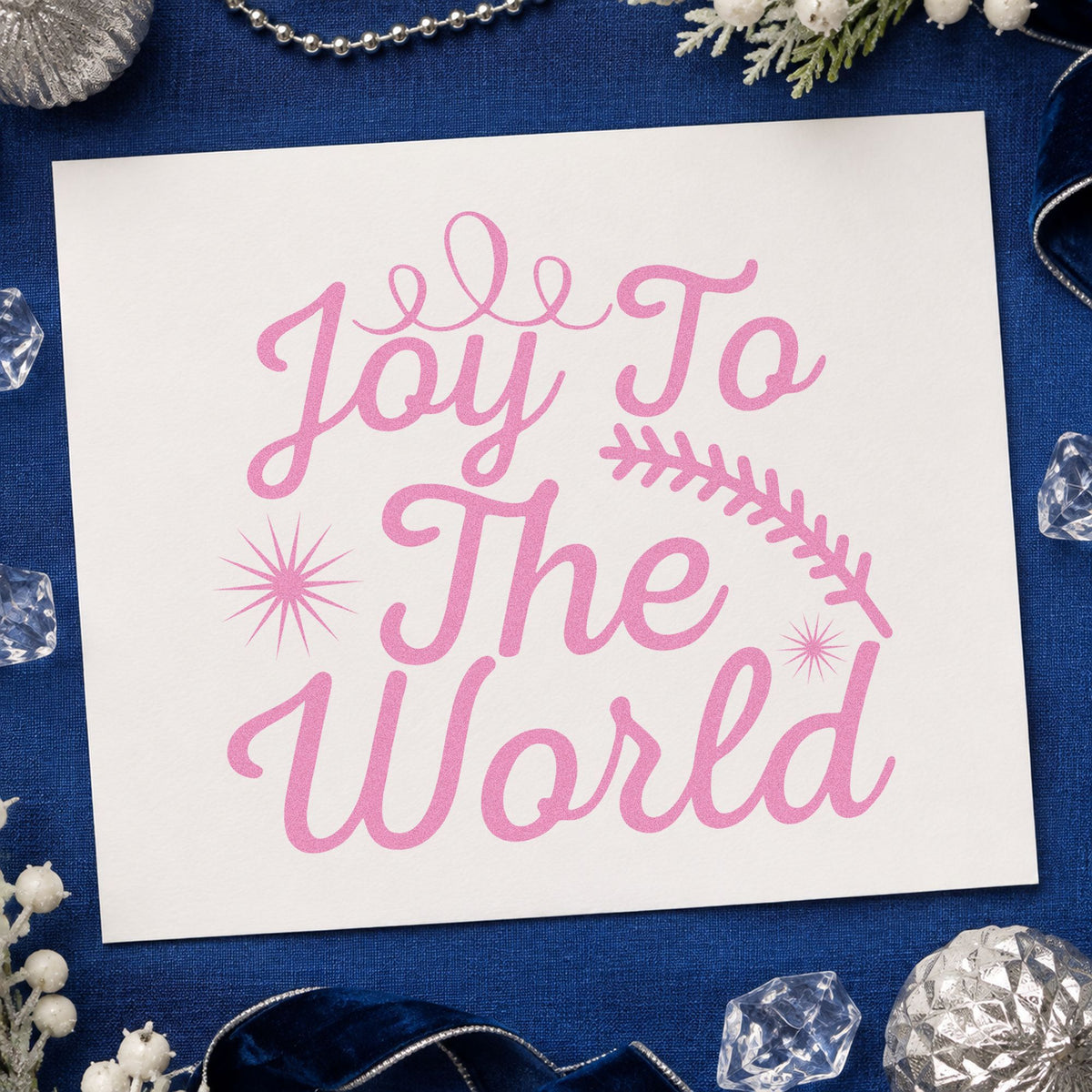 Joy To The World Sprig craft stamp in purple ink on cardstock, an easy option for park visit album page.