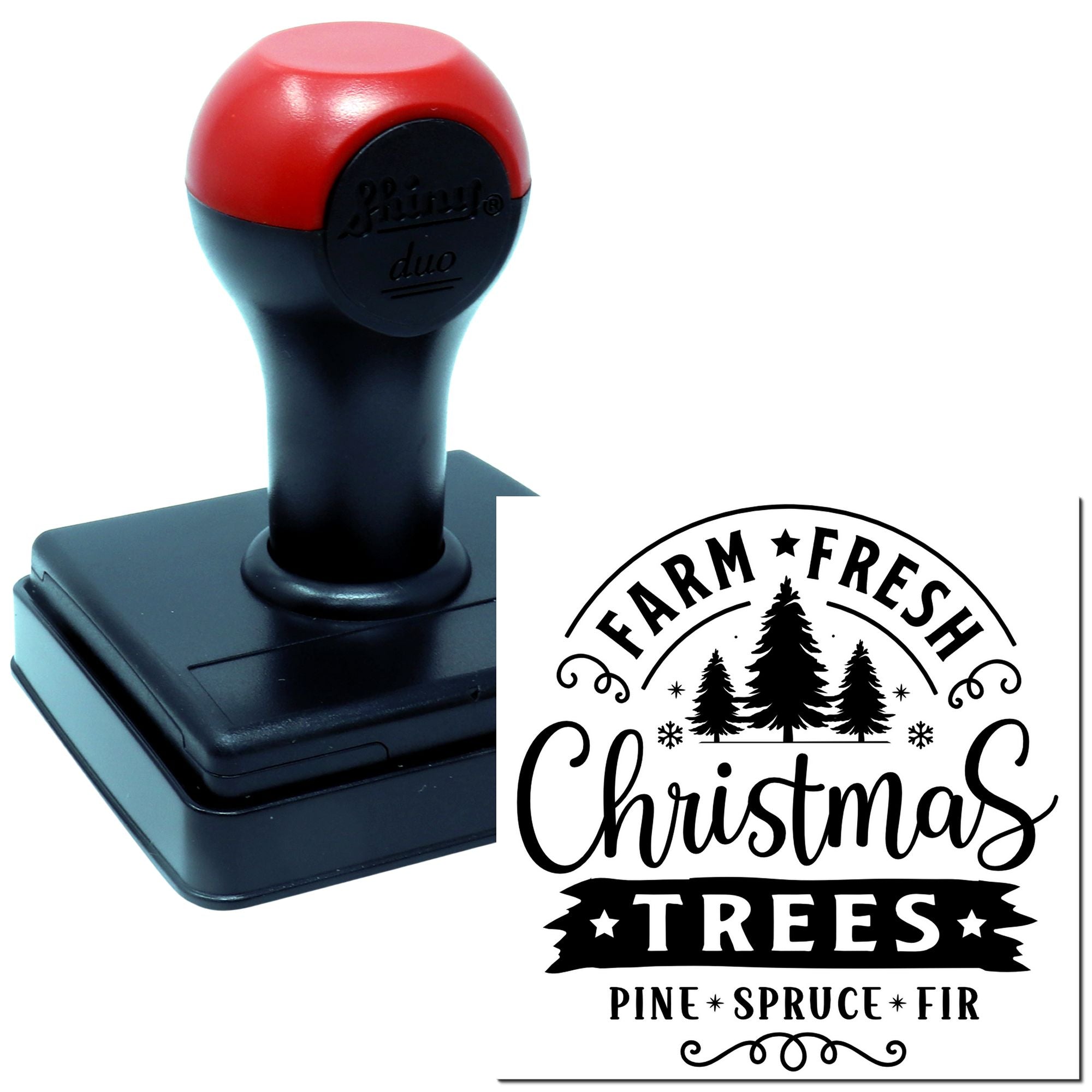 Duo Farm Fresh Christmas Tree Market Hand Stamp