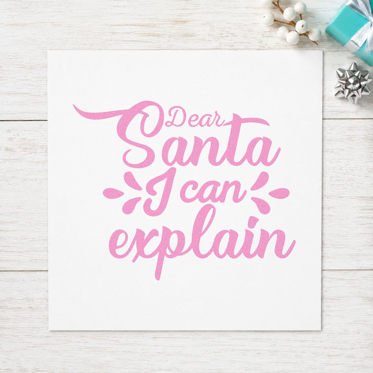 Dear Santa I Can Explain craft stamp in purple ink on cardstock, an easy option for first year album page.