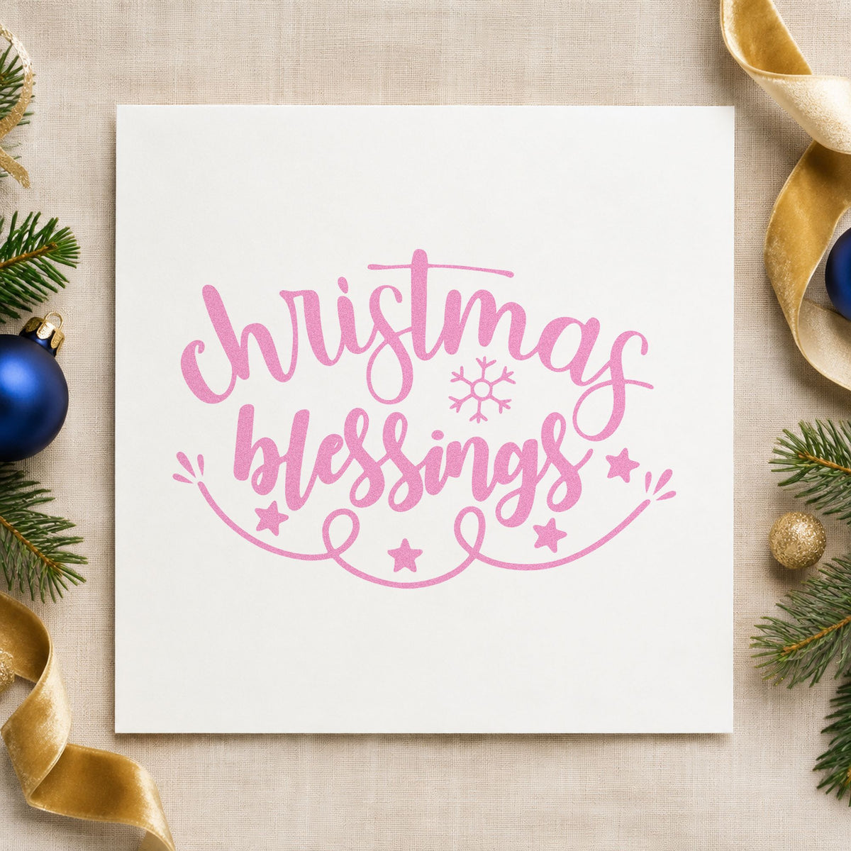 Christmas Blessings Snowflake craft stamp in purple ink on cardstock, an easy option for member album page.