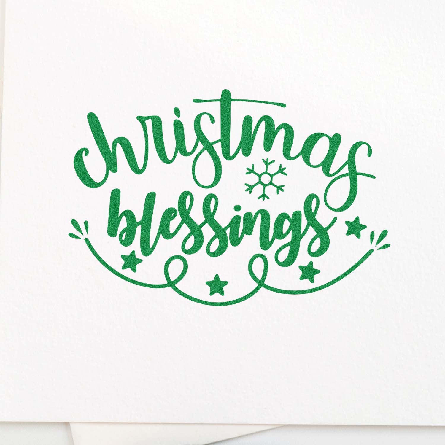 Festive Blessings Swirl Greeting Card Rubber Stamp