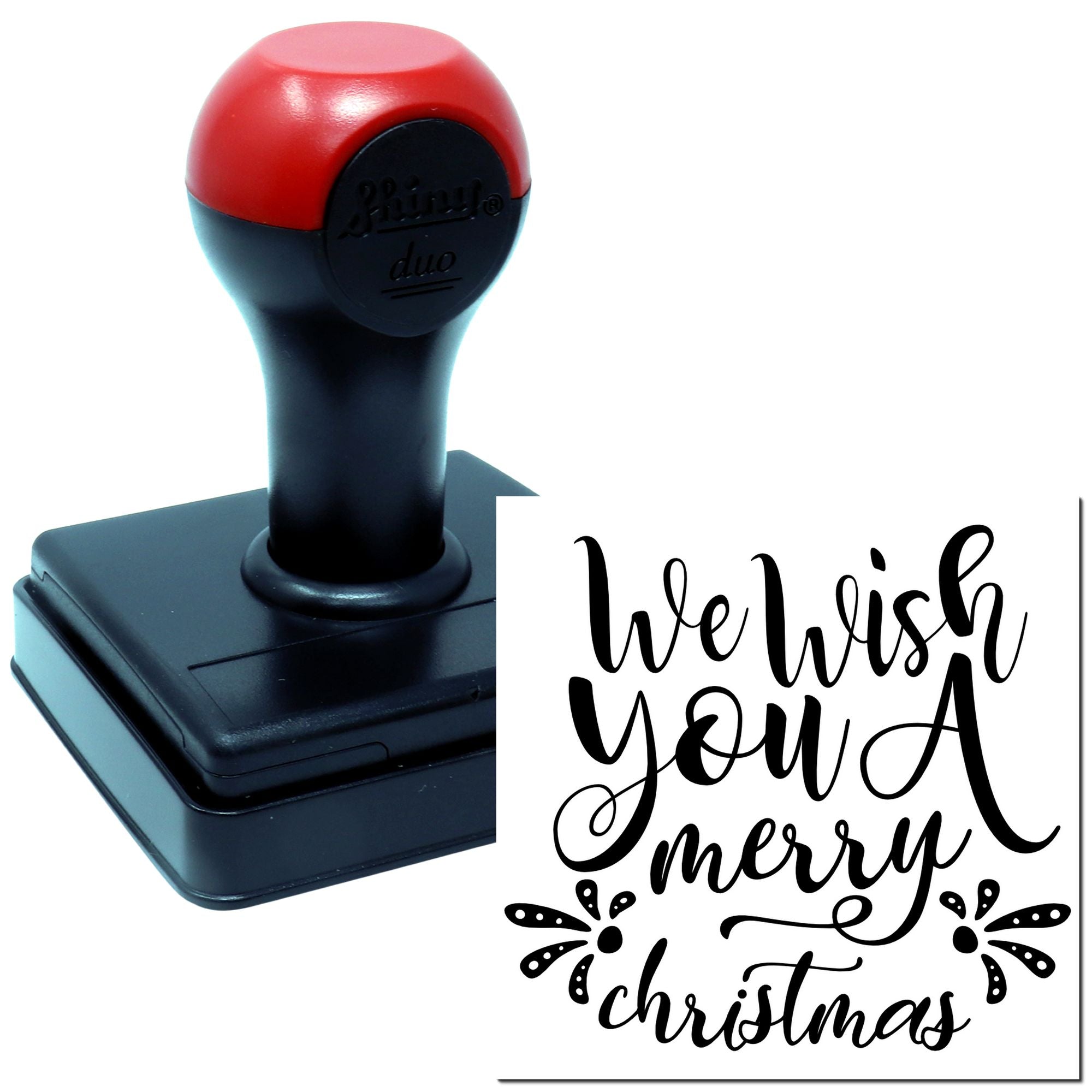 Duo Festive Hand-Lettered Merry Christmas Greeting Hand Stamp