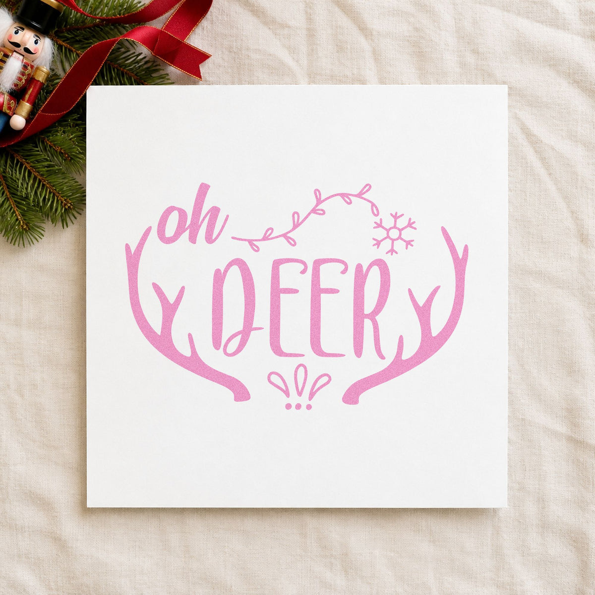 Oh Deer Antler Frame craft stamp in purple ink on cardstock, an easy option for rounded album header.