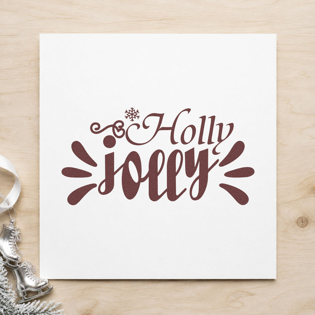 Holly Jolly Accent Rays rubber stamp printed in brown ink, ready for highlight header sheet and similar paper crafts.