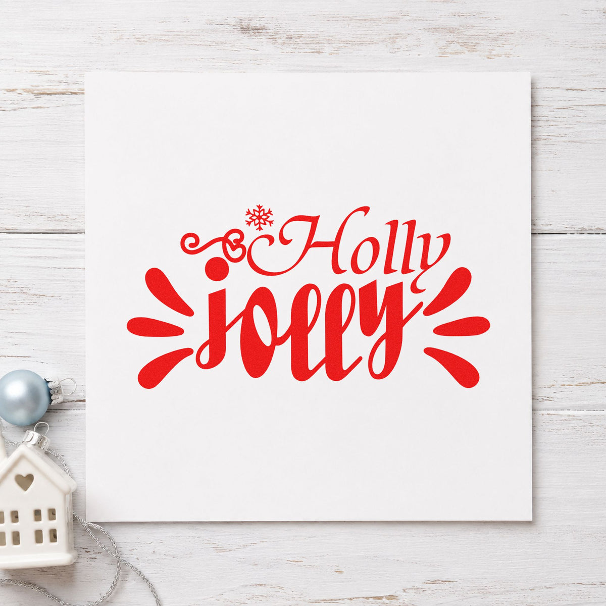 Holly Jolly Accent Rays craft stamp in red ink on cardstock, an easy option for jacket back printing.