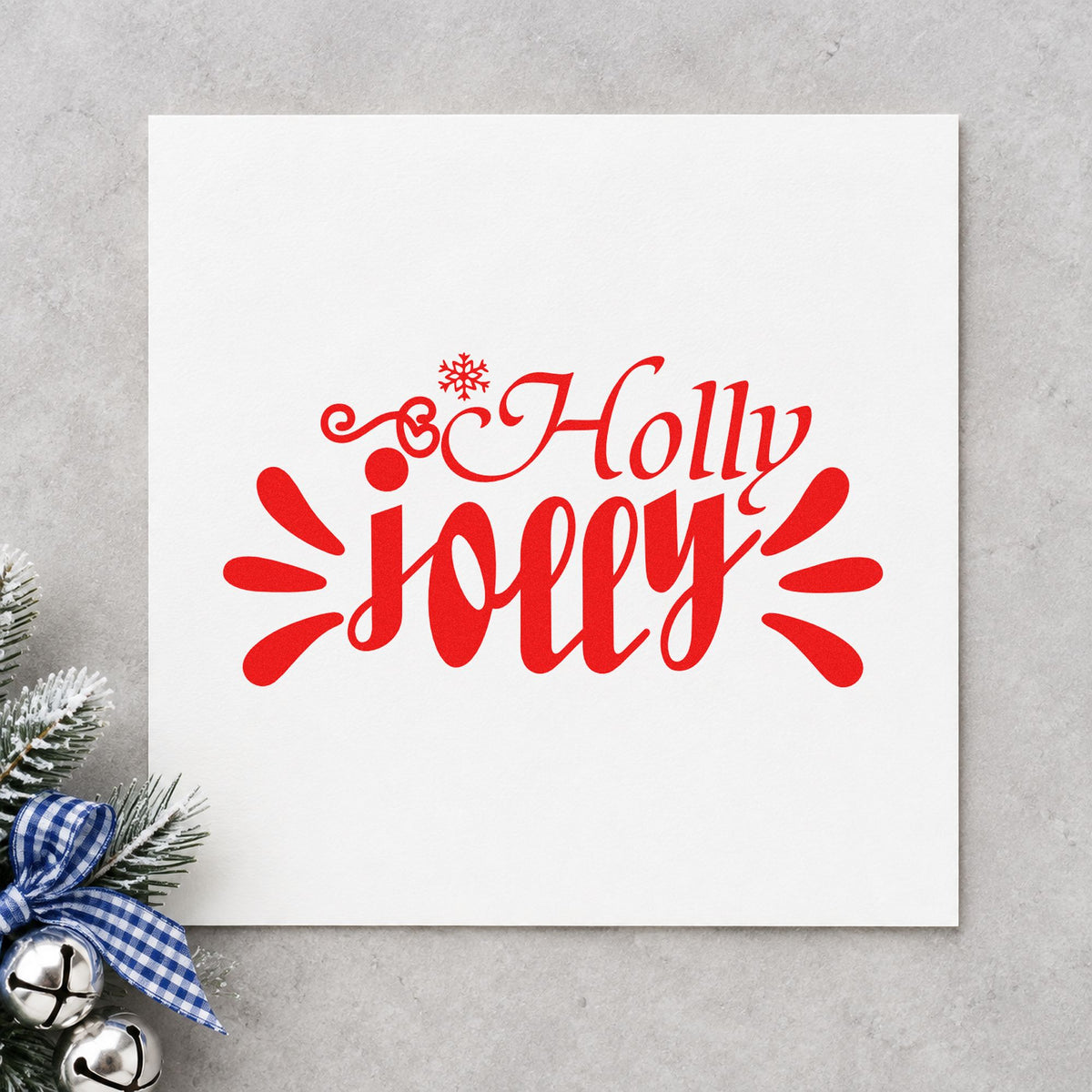 Holly Jolly Accent Rays rubber stamp shown in red ink, stamped for projects such as feature bin labels.