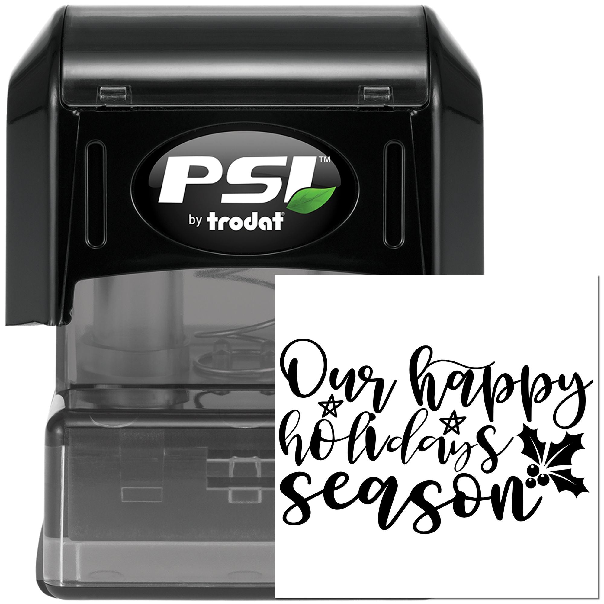 Pre-Inked Festive Holiday Script Paper Craft Stamp