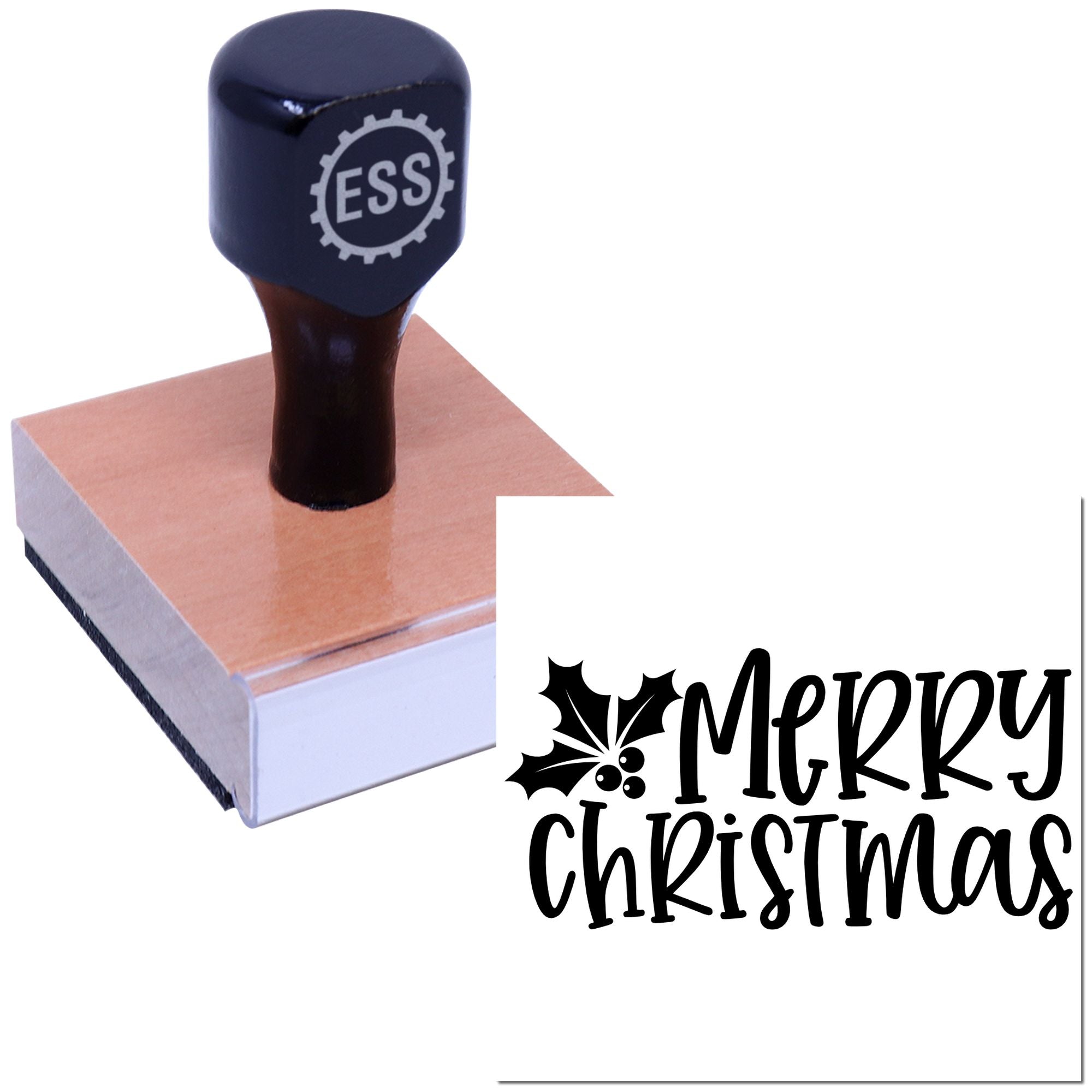 Joyful Holly Greeting Greeting Card Rubber Stamp