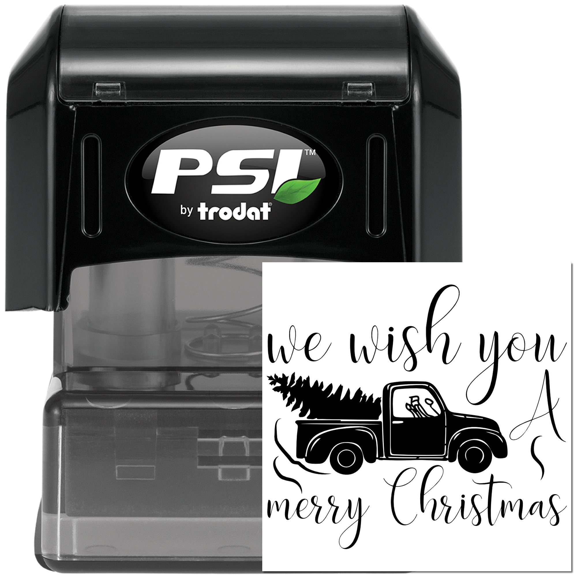 Pre-Inked Christmas Truck Greeting Journaling Stamp