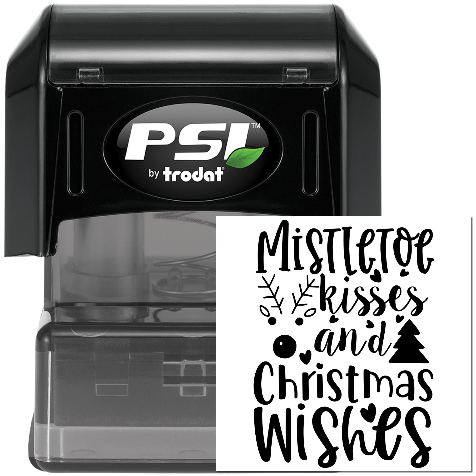 Pre-Inked Mistletoe Kisses Wishes Note Card Stamp