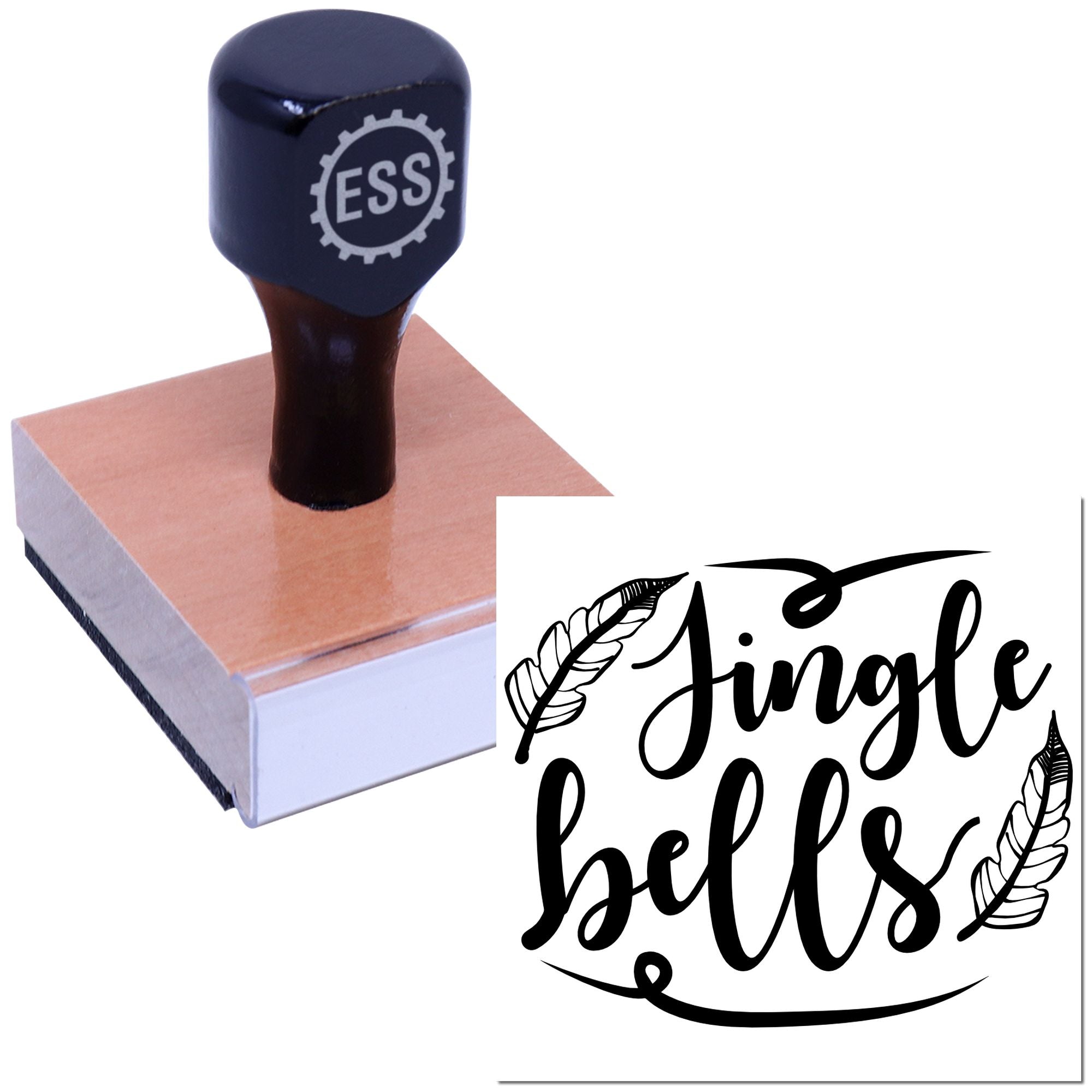 Feathered Festive Script Place Card Rubber Stamp