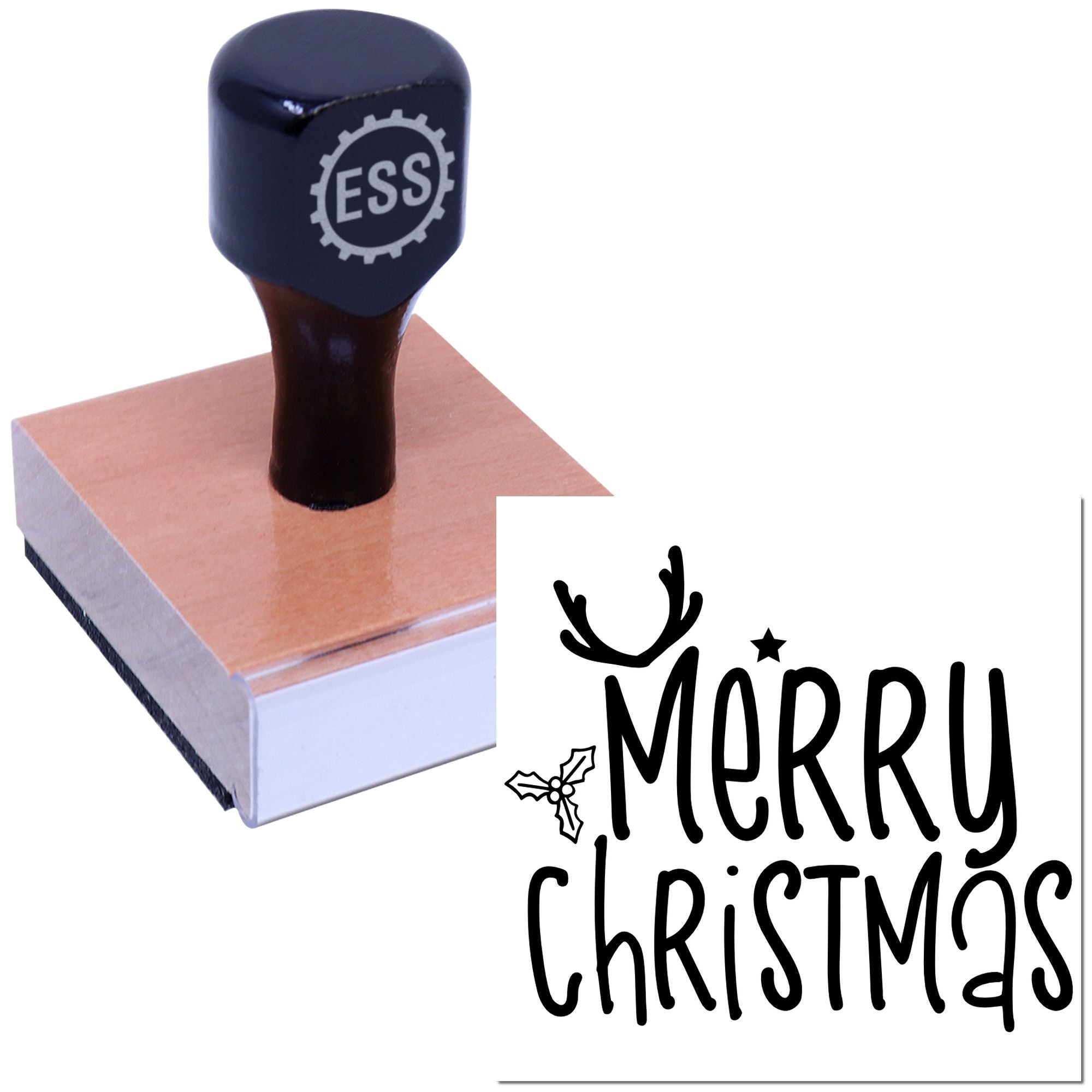 Merry Reindeer Greeting Greeting Card Rubber Stamp