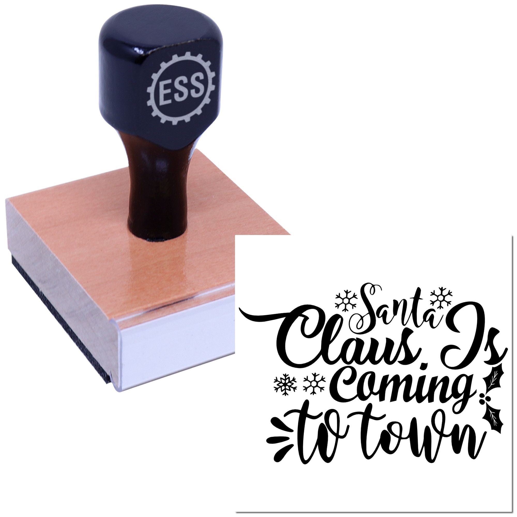 Festive Santa Script Crafting Rubber Stamp