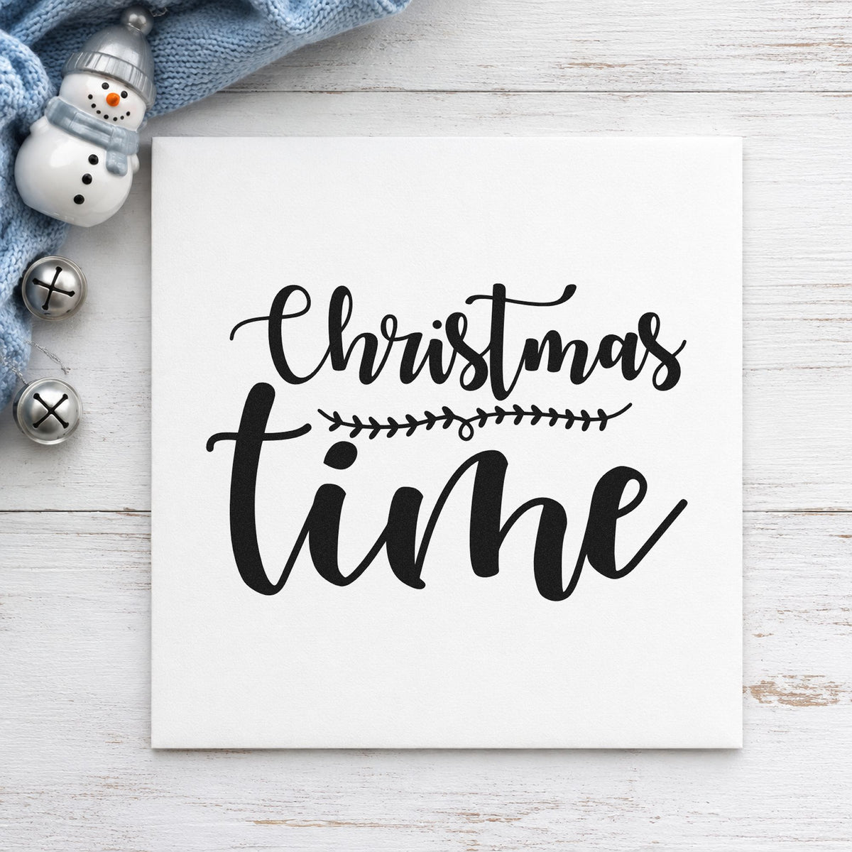 Christmas Time Leaf Divider rubber stamp printed in black ink, ready for scale contrast cards and similar paper crafts.