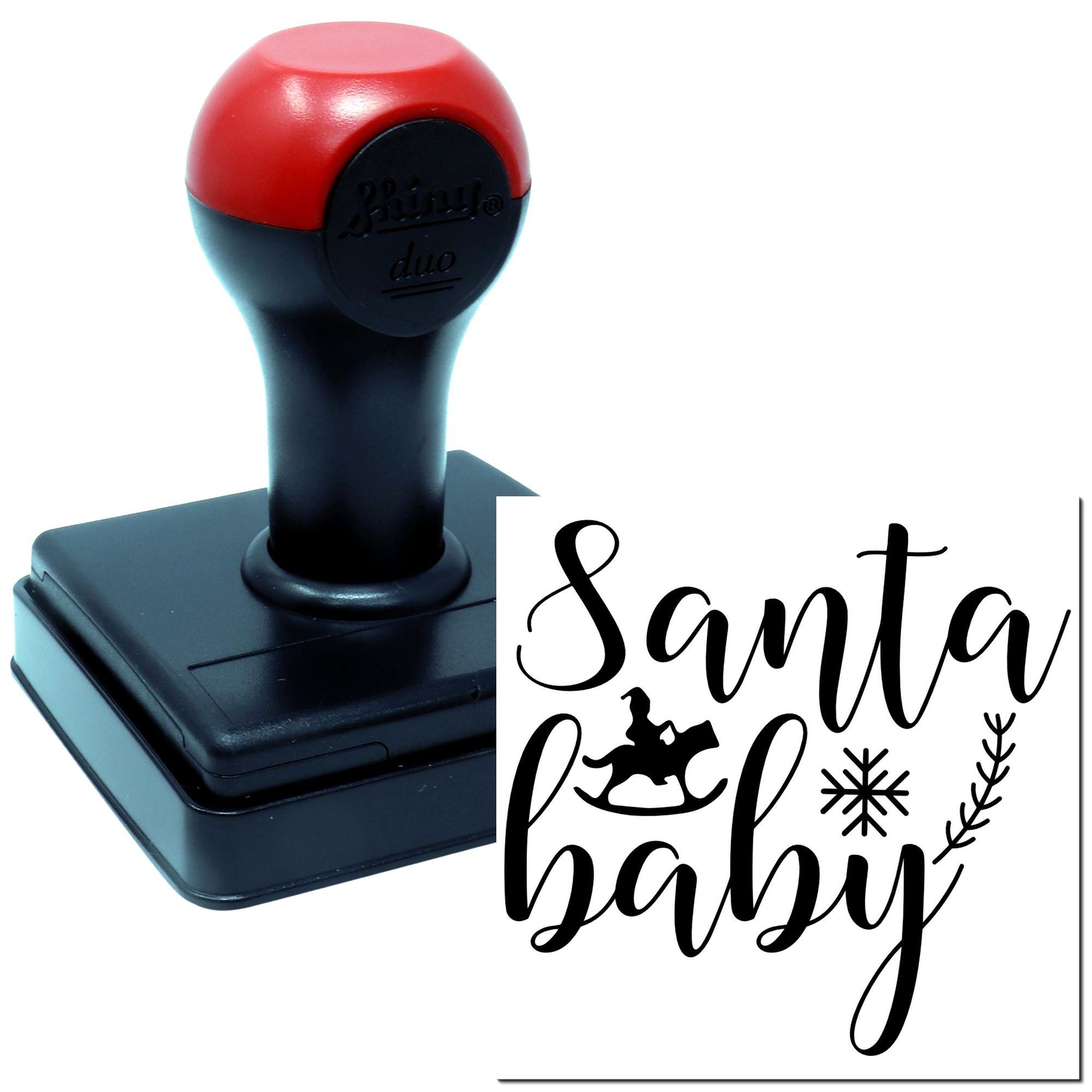 Duo Whimsical Santa Baby Rocking Holiday Hand Stamp
