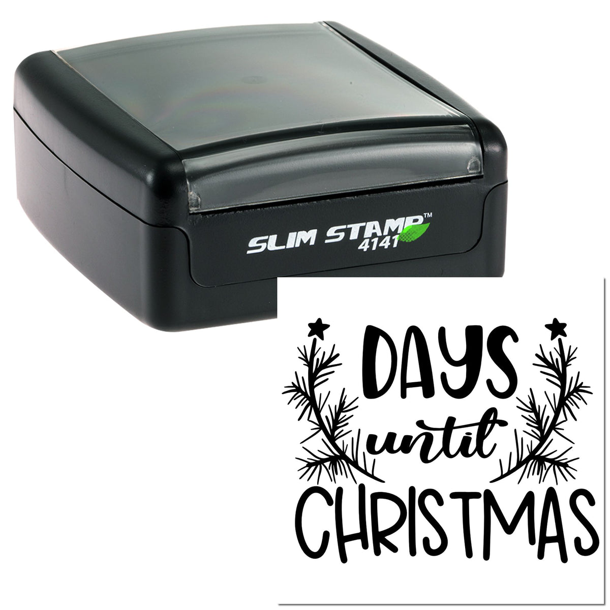 Slim Festive Pine Christmas Countdown Crafting Pre-Inked Stamp - Engineer Seal Stamps