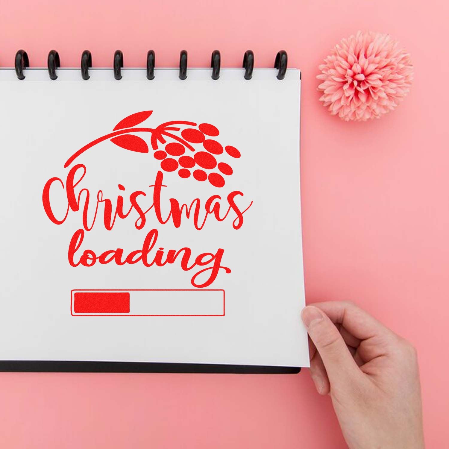 Duo Mistletoe Christmas Loading Progress Bar Hand Stamp