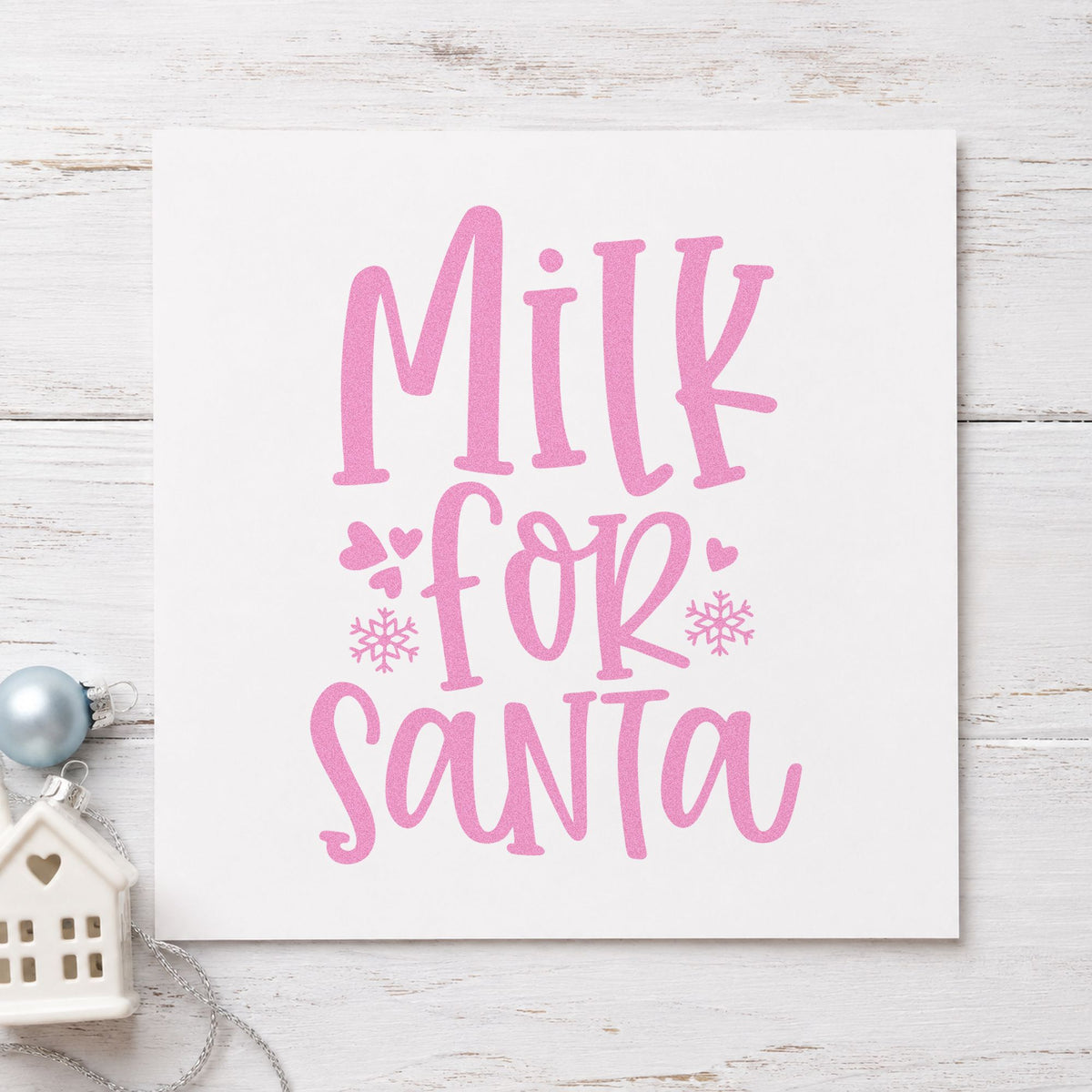 Milk For Santa craft stamp in purple ink on cardstock, an easy option for snack night album.