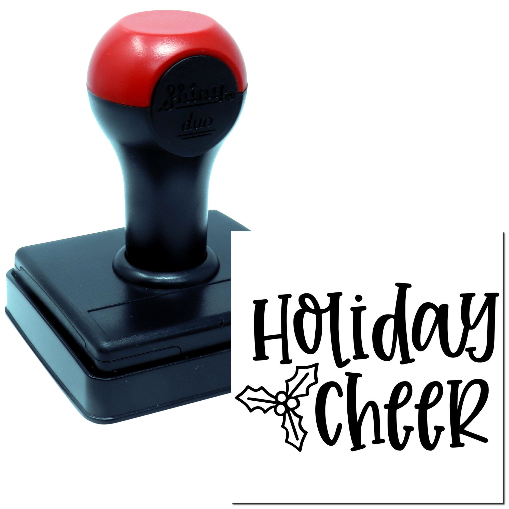 Duo Festive Holly Holiday Cheer Typography Hand Stamp