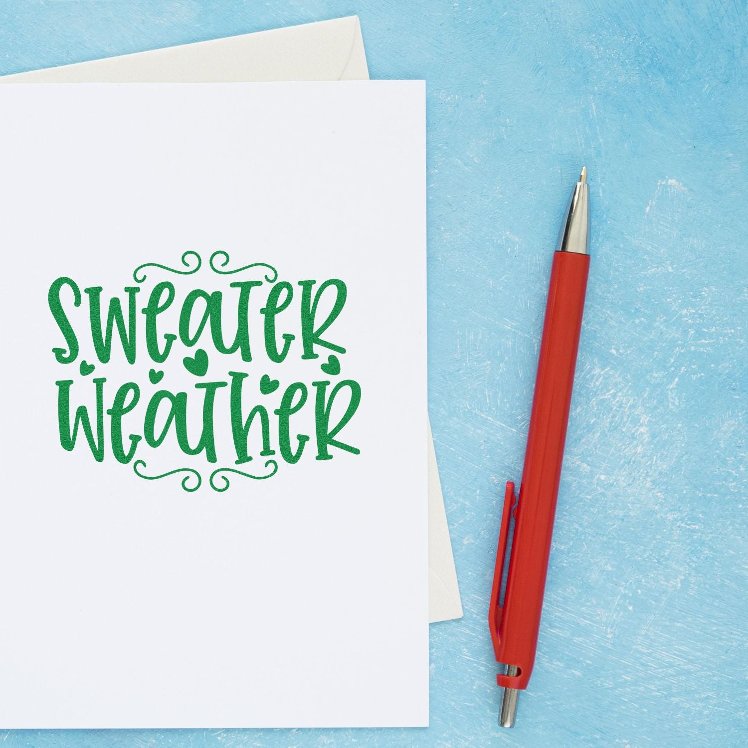 Duo Cozy Sweater Weather With Hearts Hand Stamp