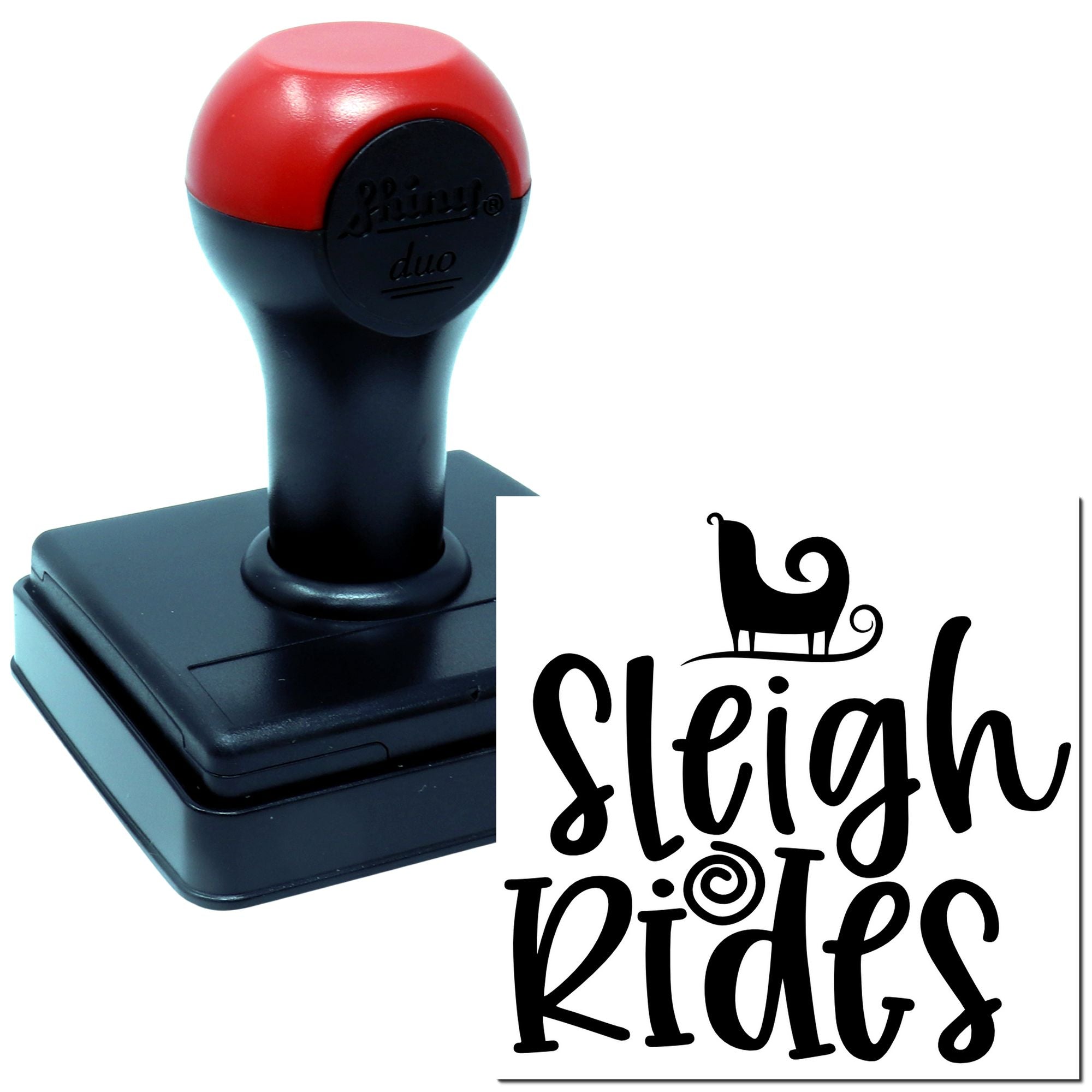 Duo Whimsical Winter Night Sleigh Rides Hand Stamp