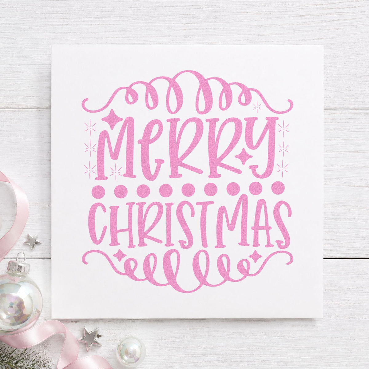 Merry Christmas Loop Borders craft stamp in purple ink on cardstock, an easy option for fine line album page.