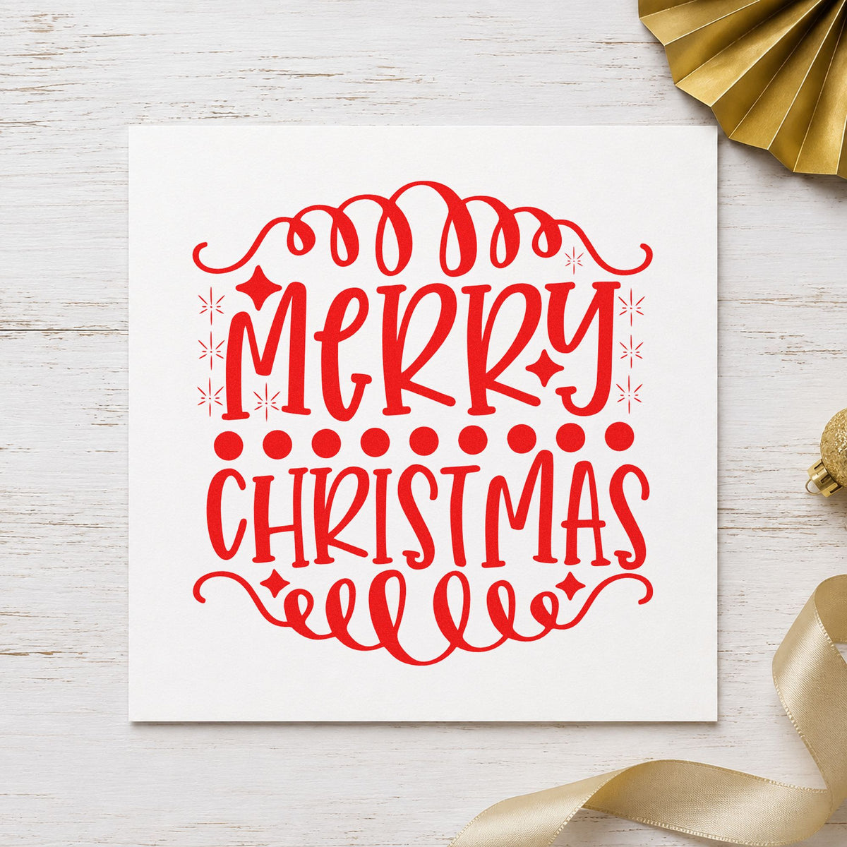 Merry Christmas Loop Borders rubber stamp shown in red ink, stamped for projects such as vial sleeve labels.