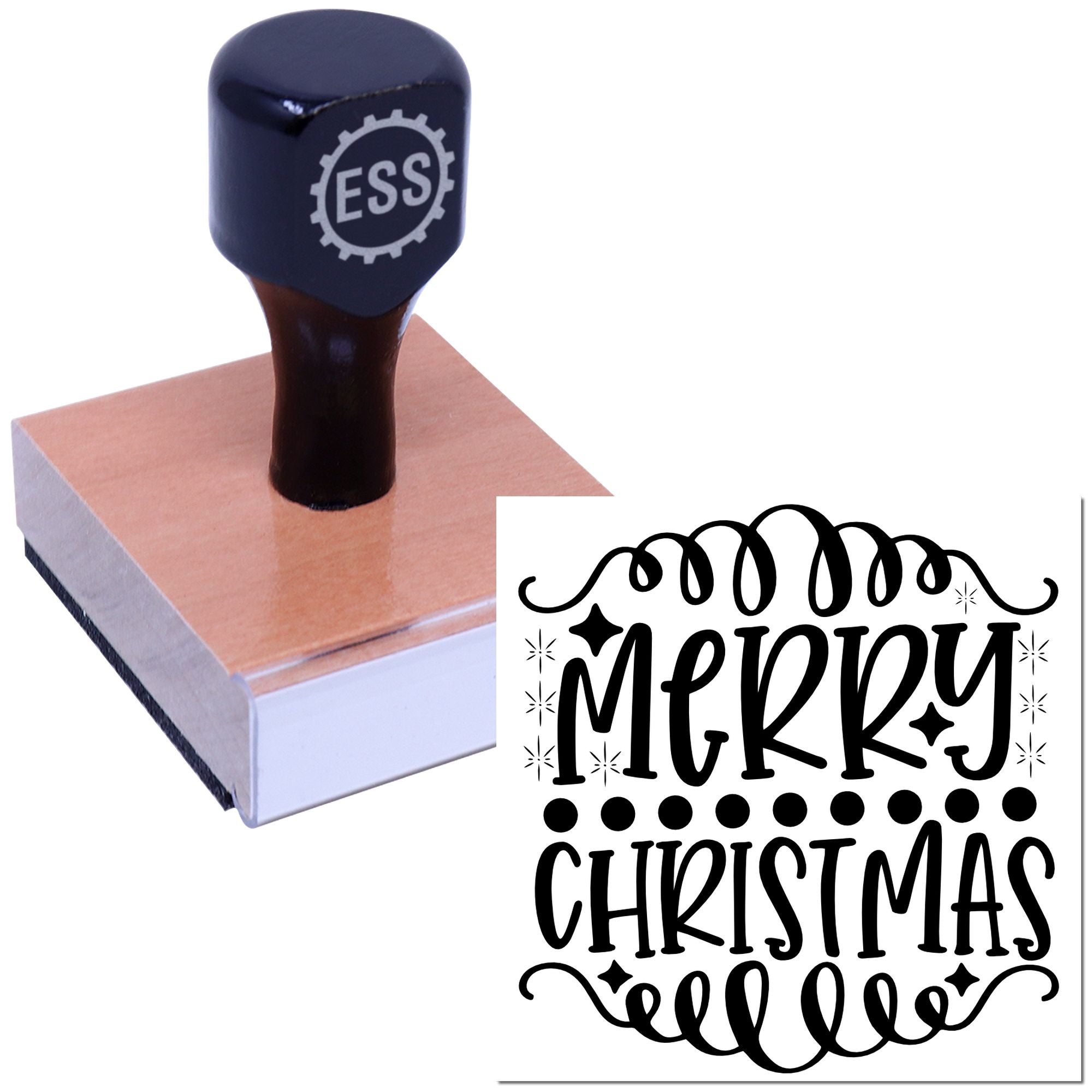 Merry Holiday Swirls Postcard Rubber Stamp