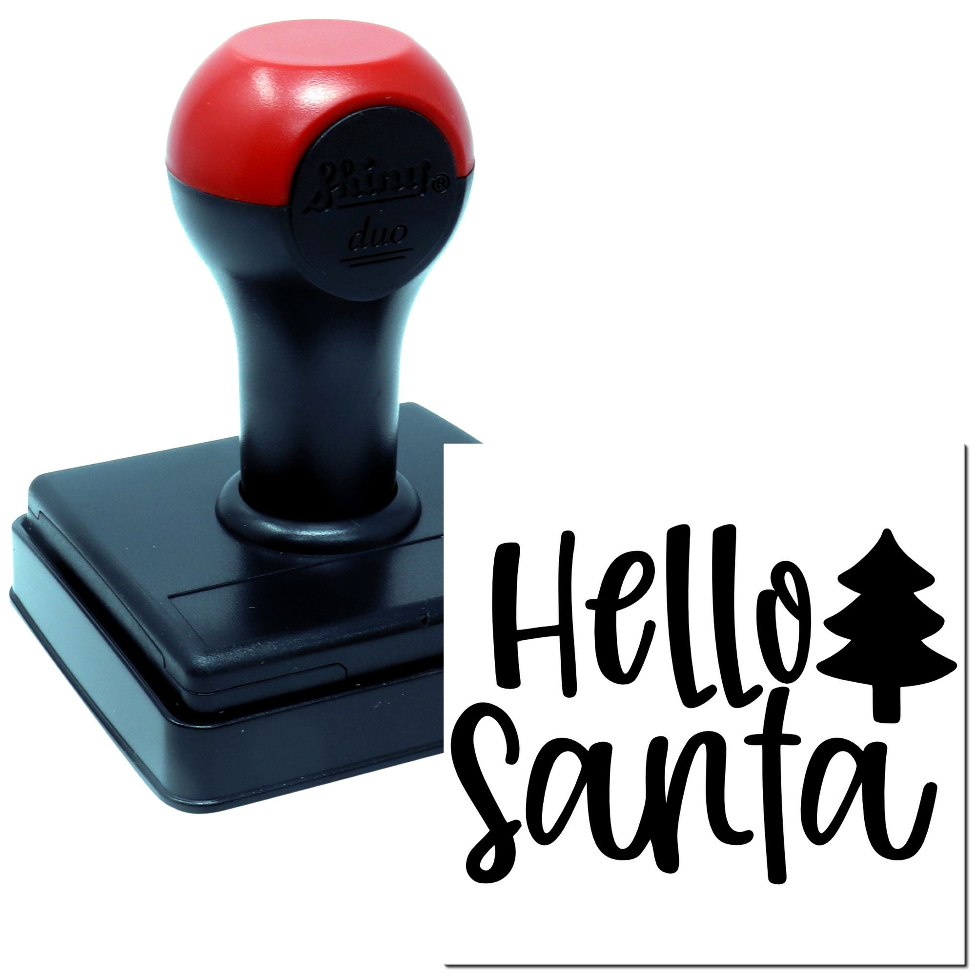 Duo Playful Hello Santa Holiday Tree Hand Stamp
