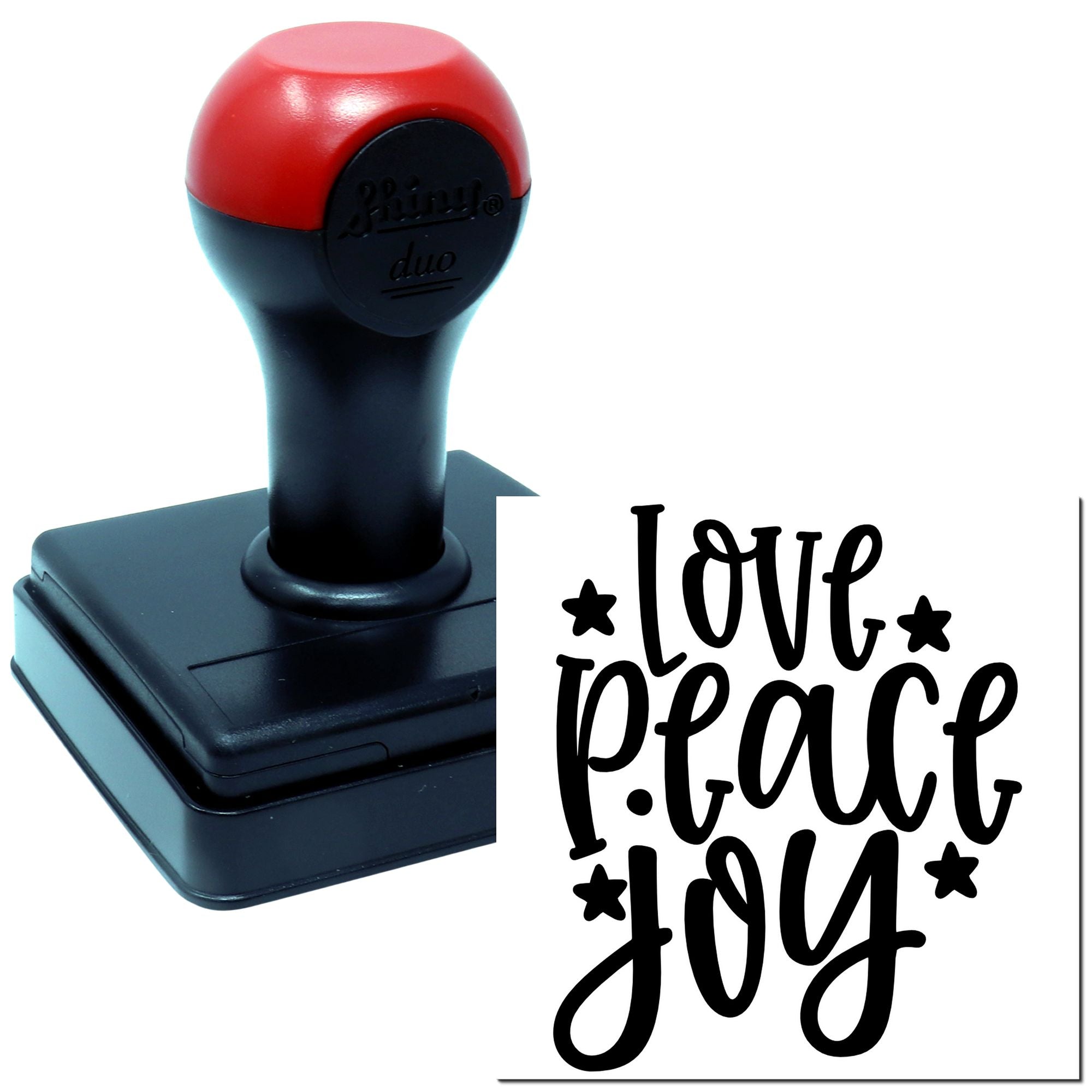 Duo Stars Surrounding Love Peace Joy Hand Stamp