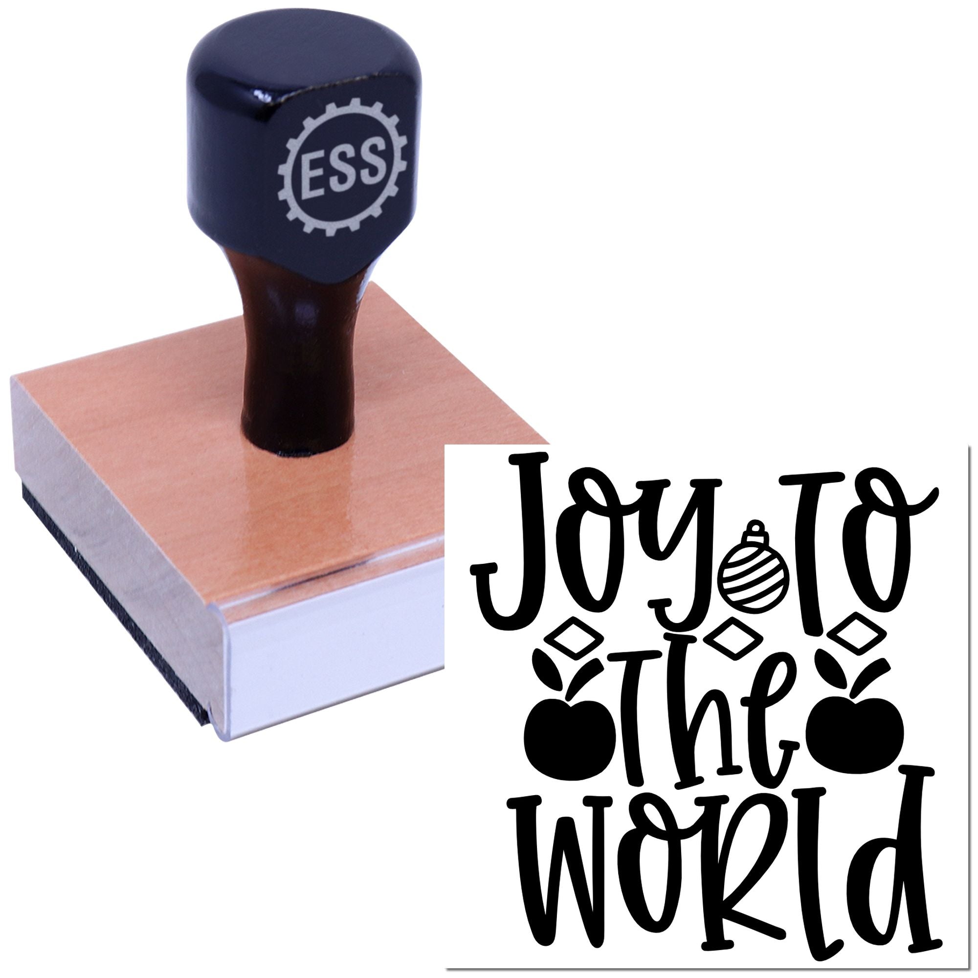 Cheerful Apple Holiday Greeting Card Rubber Stamp