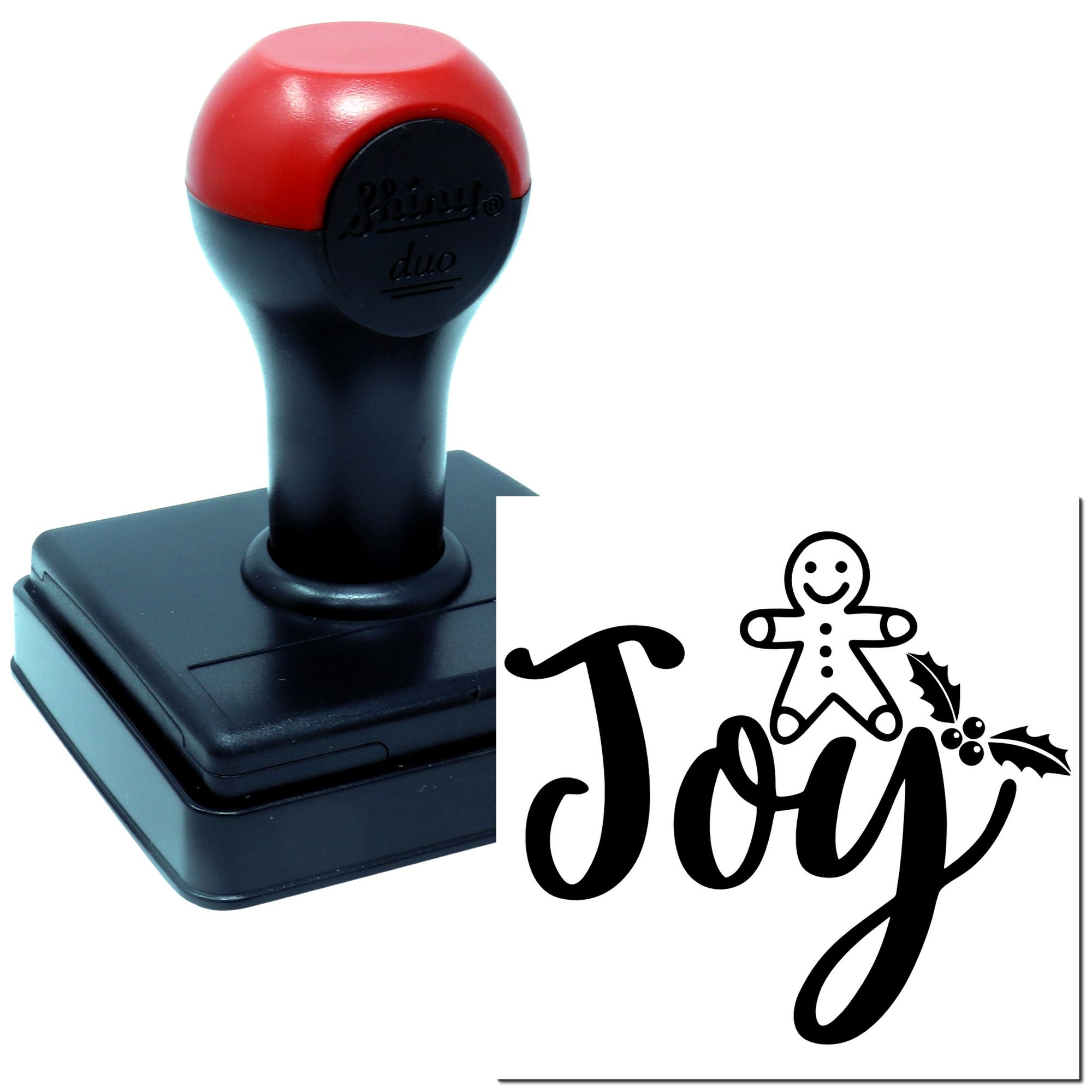 Duo Joyful Gingerbread Holly Christmas Cheer Hand Stamp