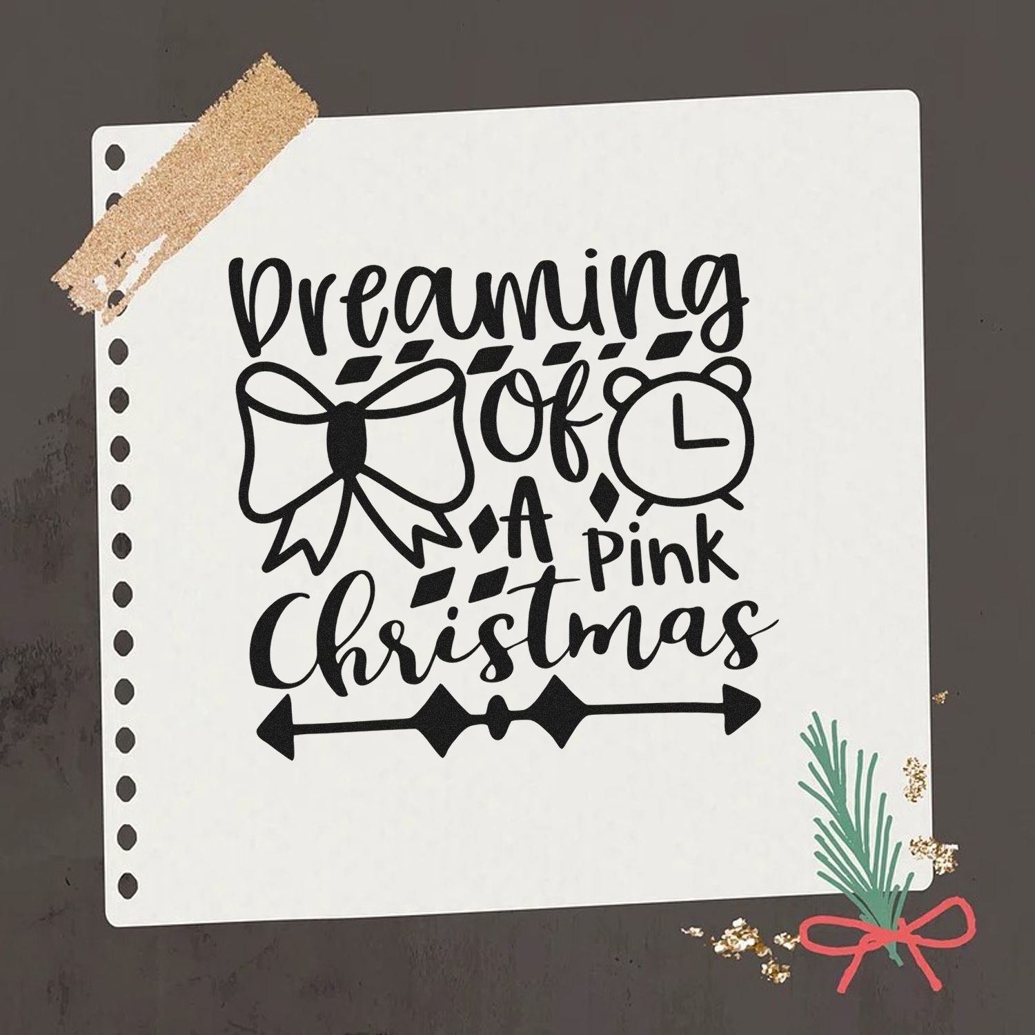 Dreamy Pink Christmas Paper Craft Rubber Stamp
