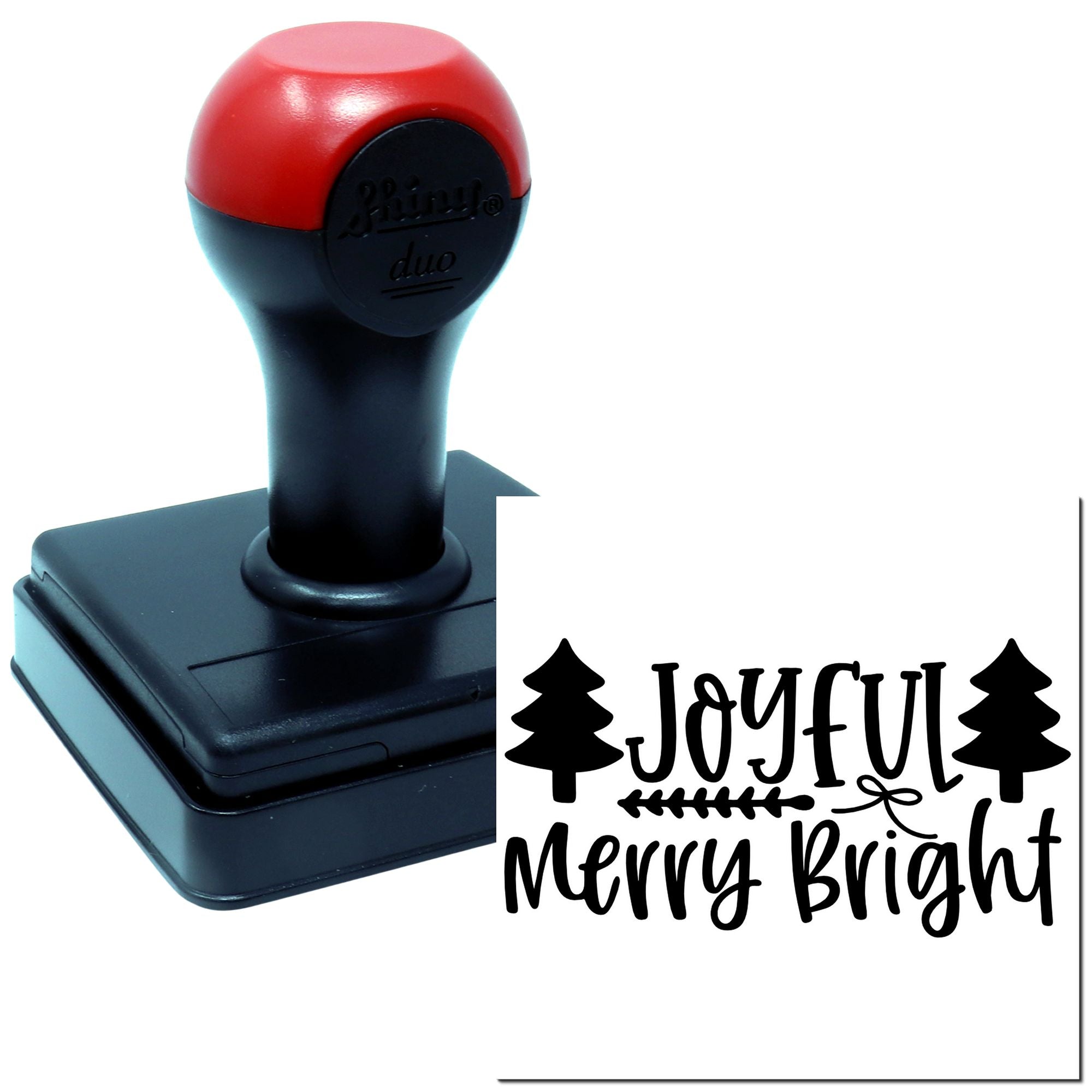 Duo Joyful Merry Bright Cozy Pine Celebration Hand Stamp