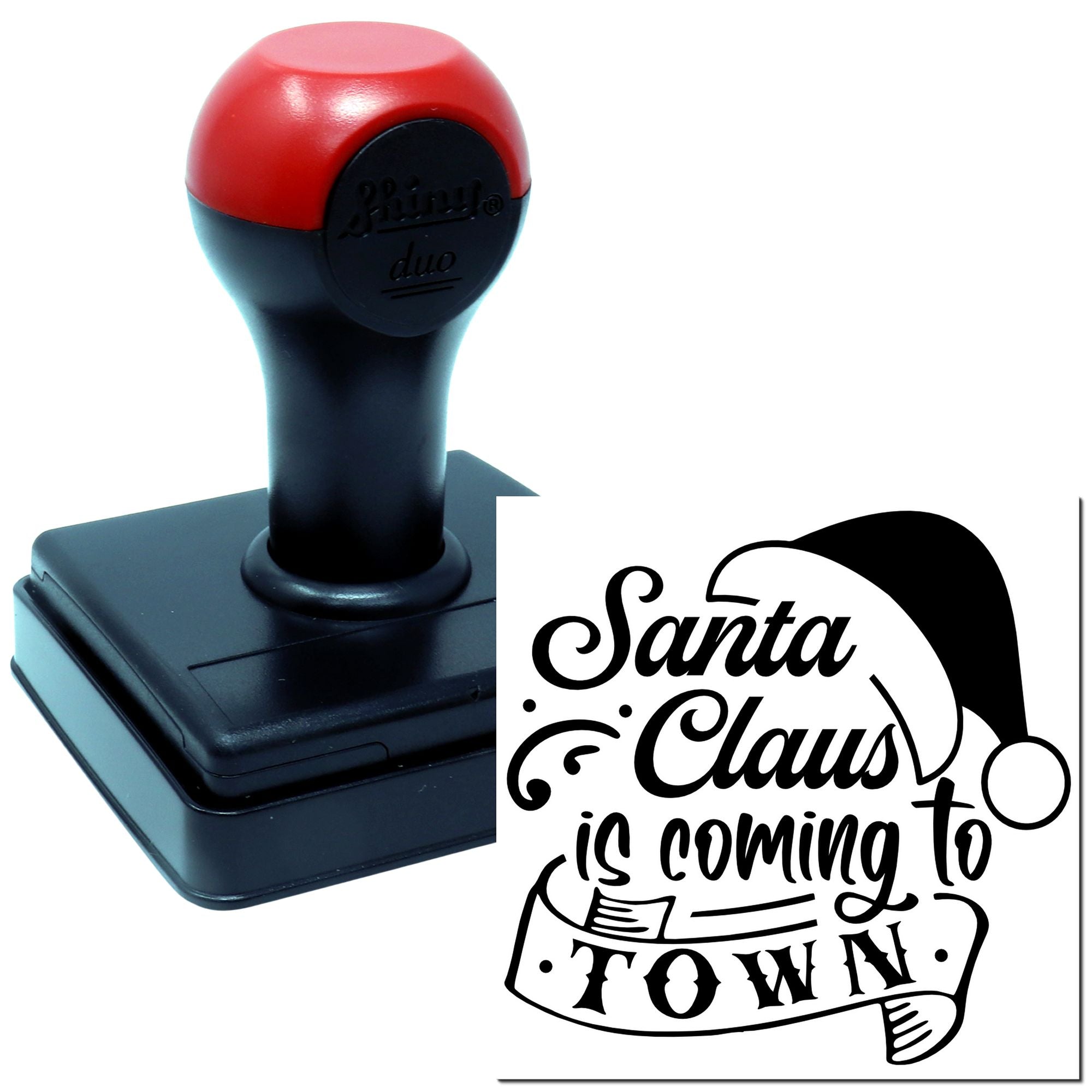 Duo Santa Hat Holiday Arrival Town Hand Stamp