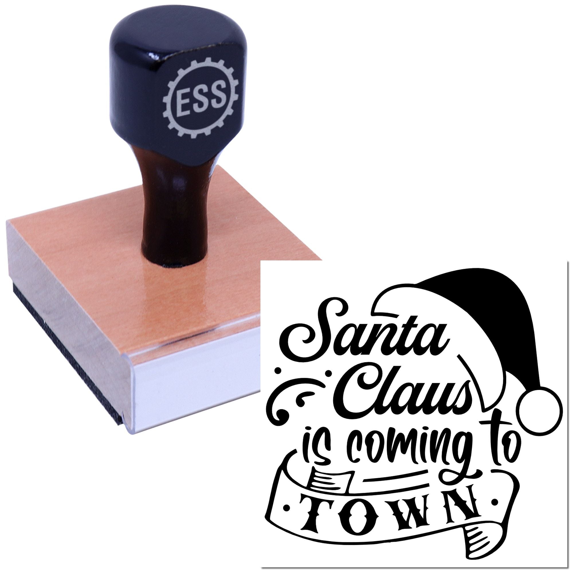 Holiday Santa Spotlight Postcard Rubber Stamp