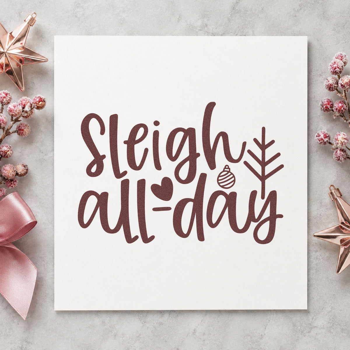 Sleigh All Day Arrow rubber stamp printed in brown ink, ready for daily task sheet and similar paper crafts.
