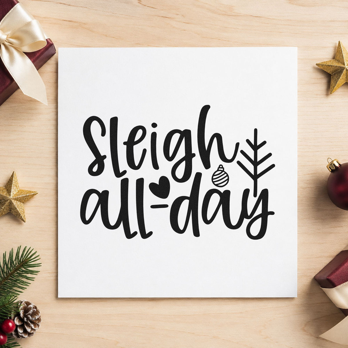Sleigh All Day Arrow rubber stamp printed in black ink, ready for heart and arrow cards and similar paper crafts.