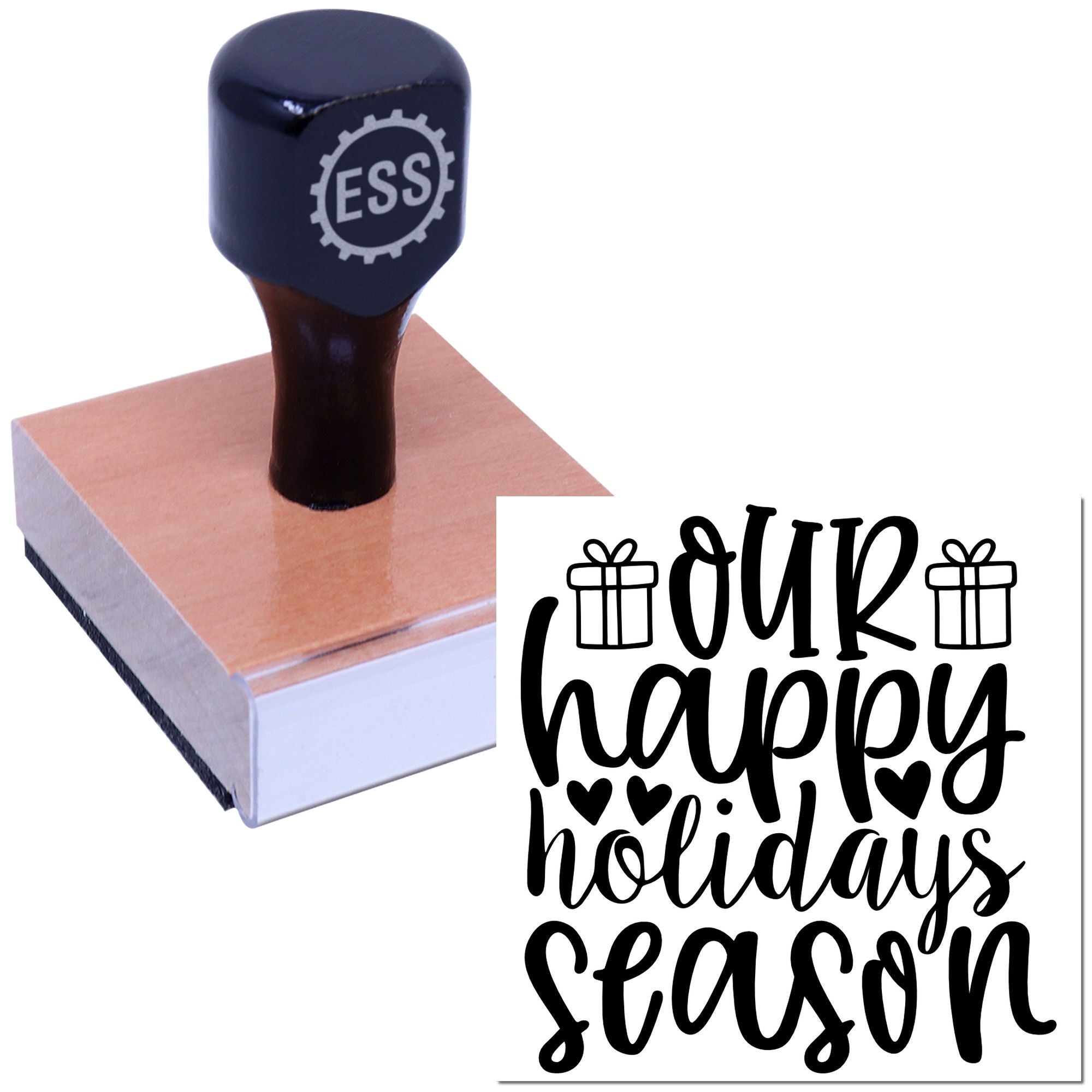 Festive Gift Typography Party Favor Rubber Stamp