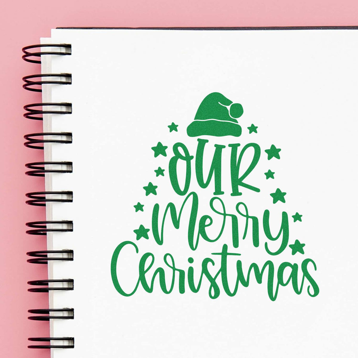 Slim Playful Scripted Christmas Tree Crafting Pre-Inked Stamp - Engineer Seal Stamps