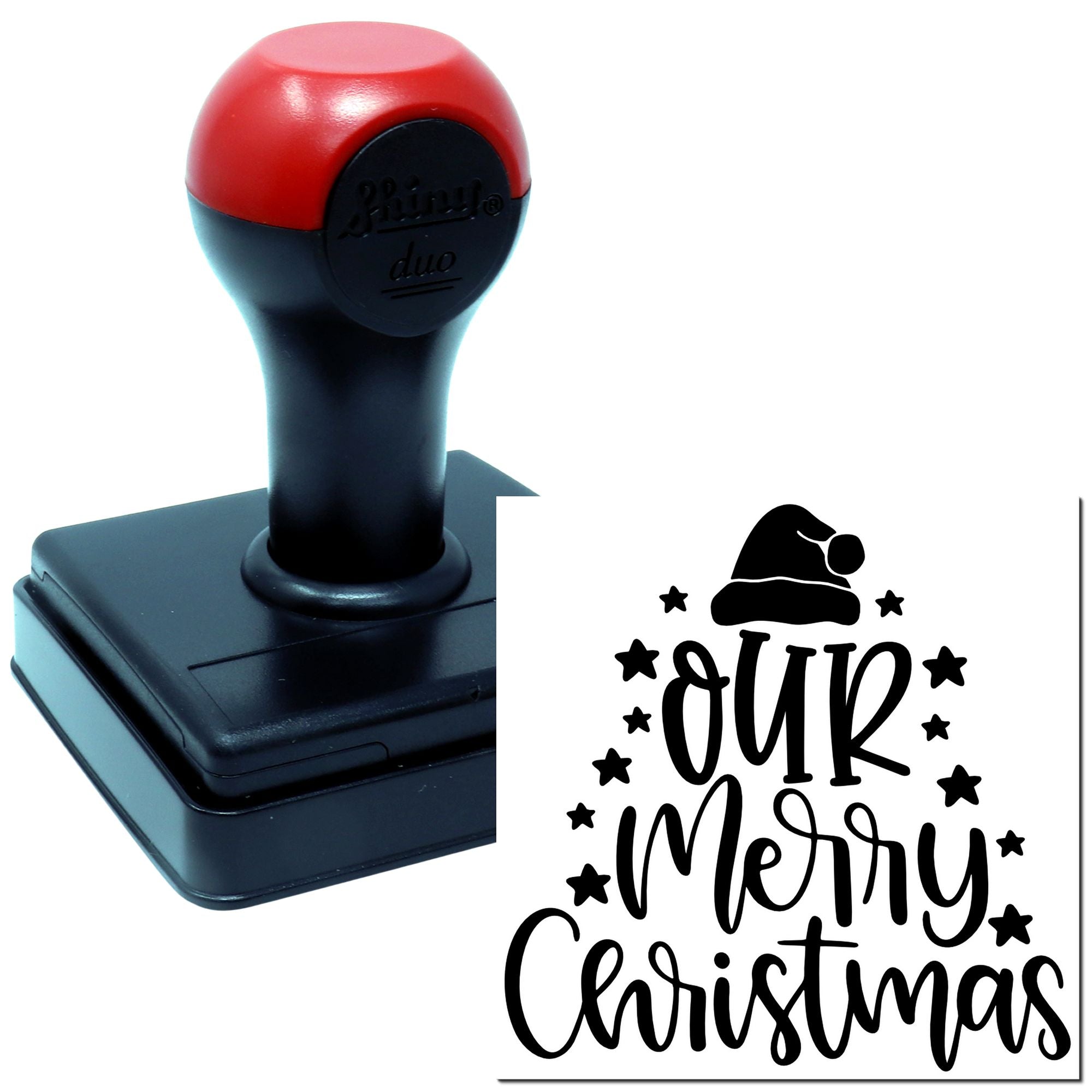 Duo Festive Handlettered Christmas Tree Typography Hand Stamp