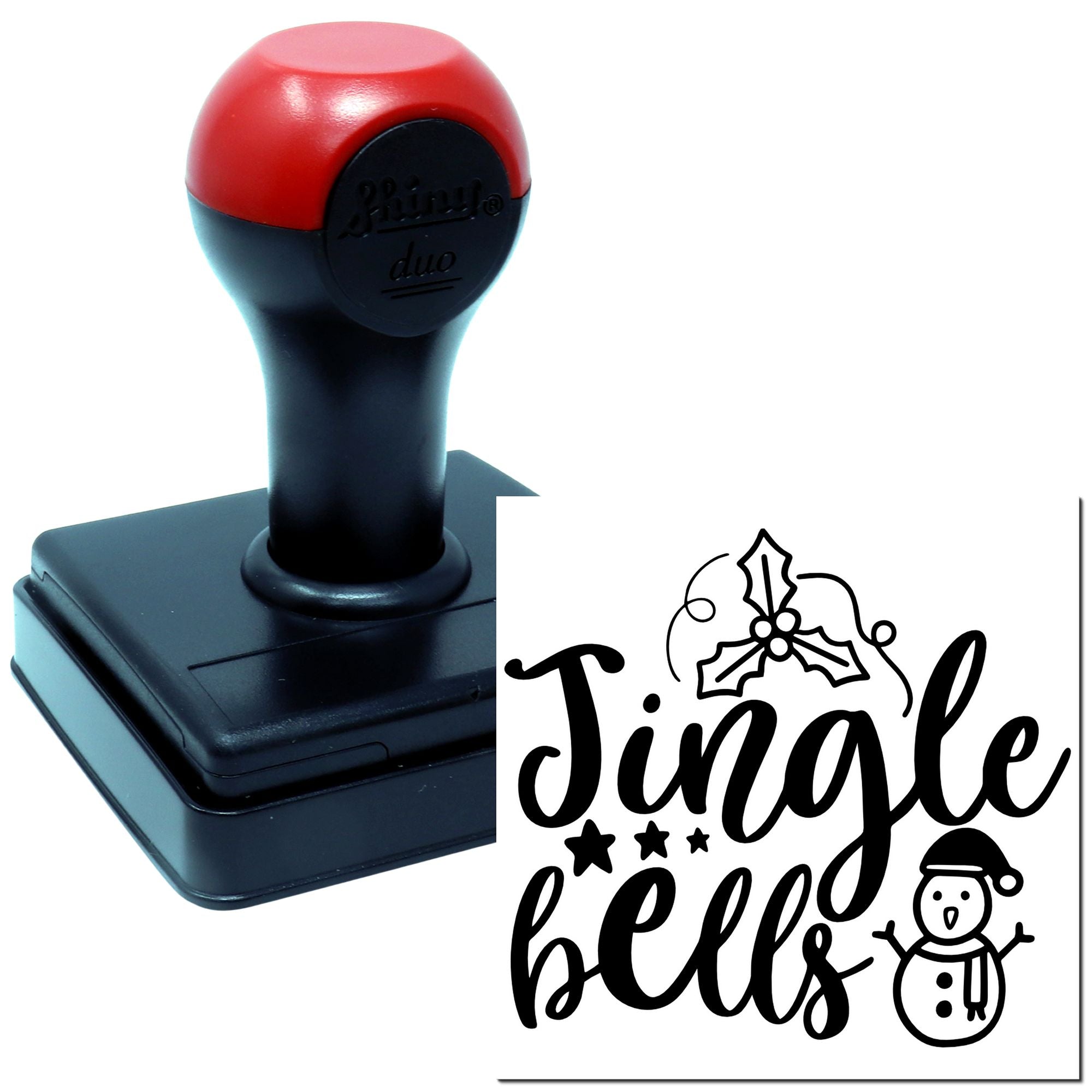 Duo Jolly Jingle Bells Snowman Holiday Hand Stamp
