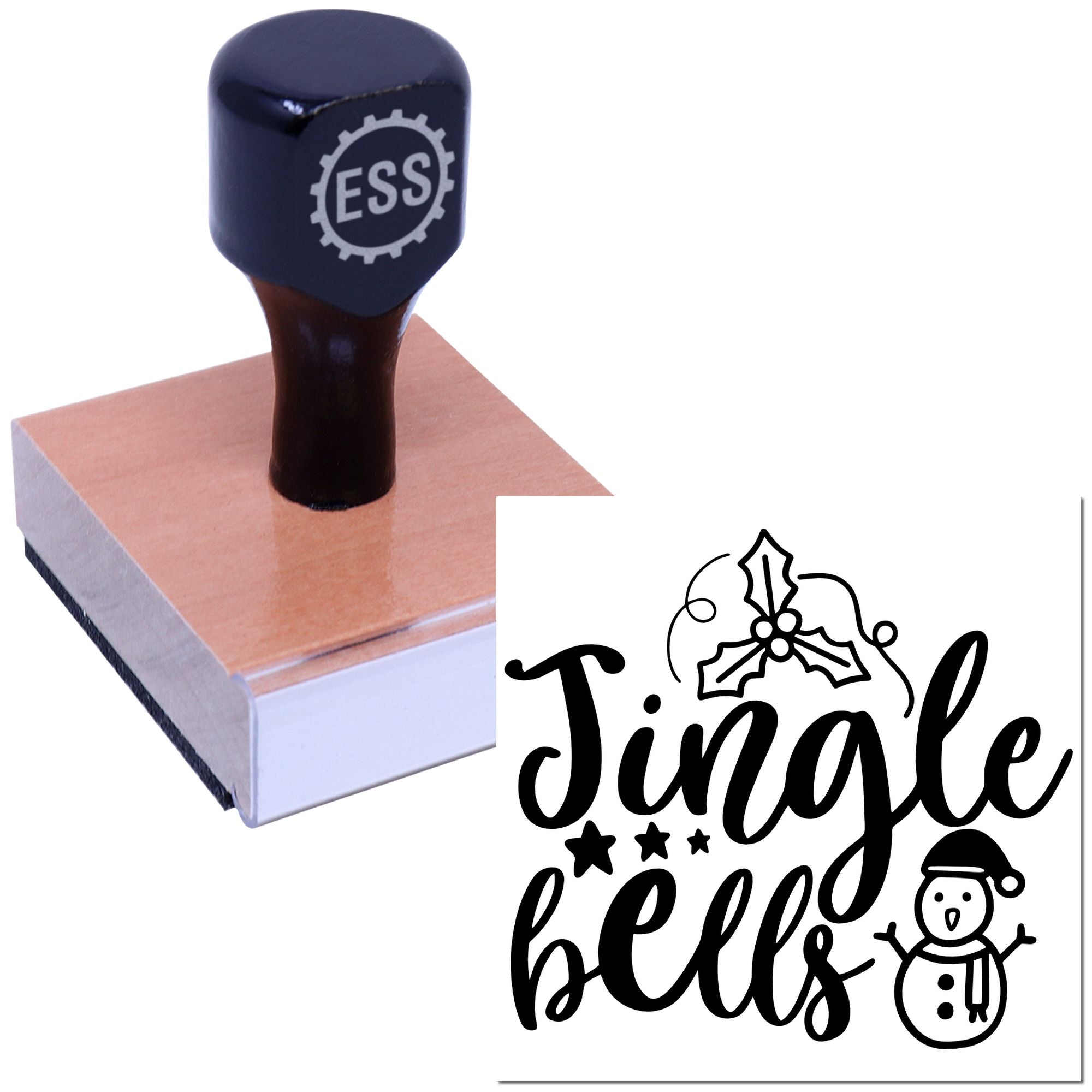 Holly Jolly Snowman Paper Craft Rubber Stamp