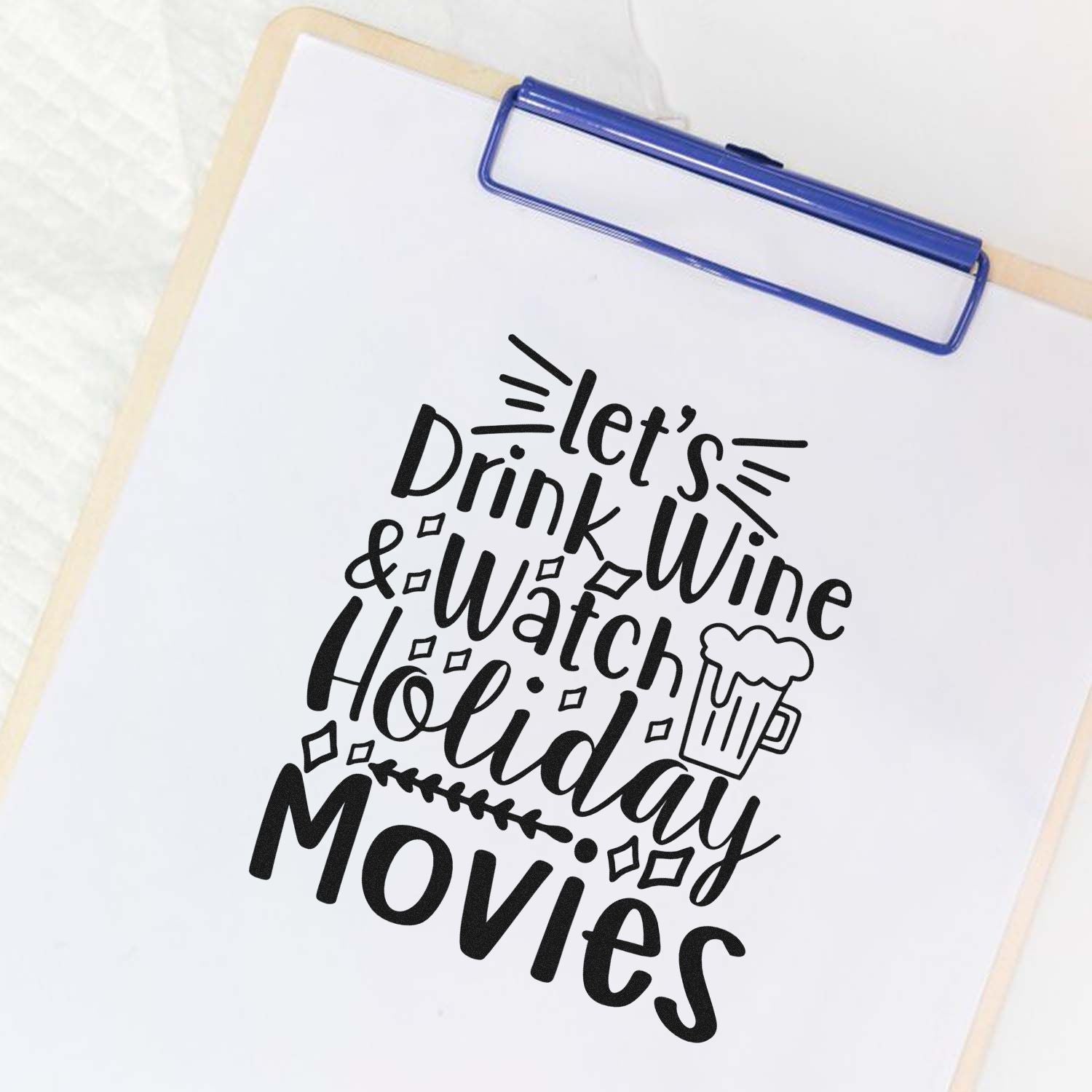 Pre-Inked Holiday Movie Night Journaling Stamp