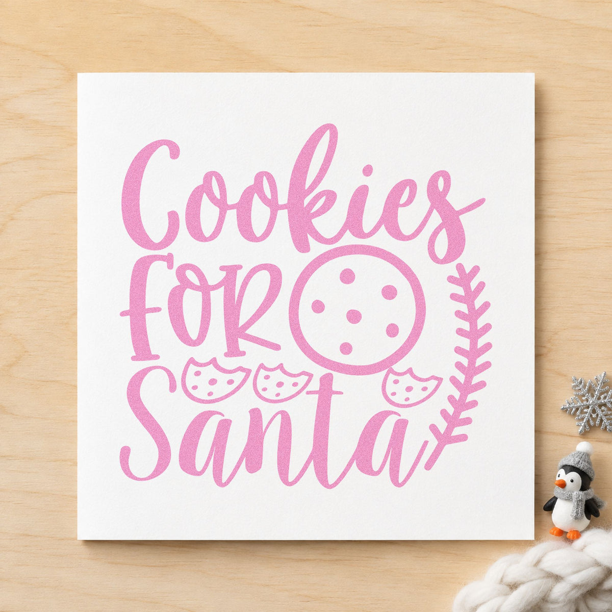 Cookies For Santa Cookie Row craft stamp in purple ink on cardstock, an easy option for batch row album page.