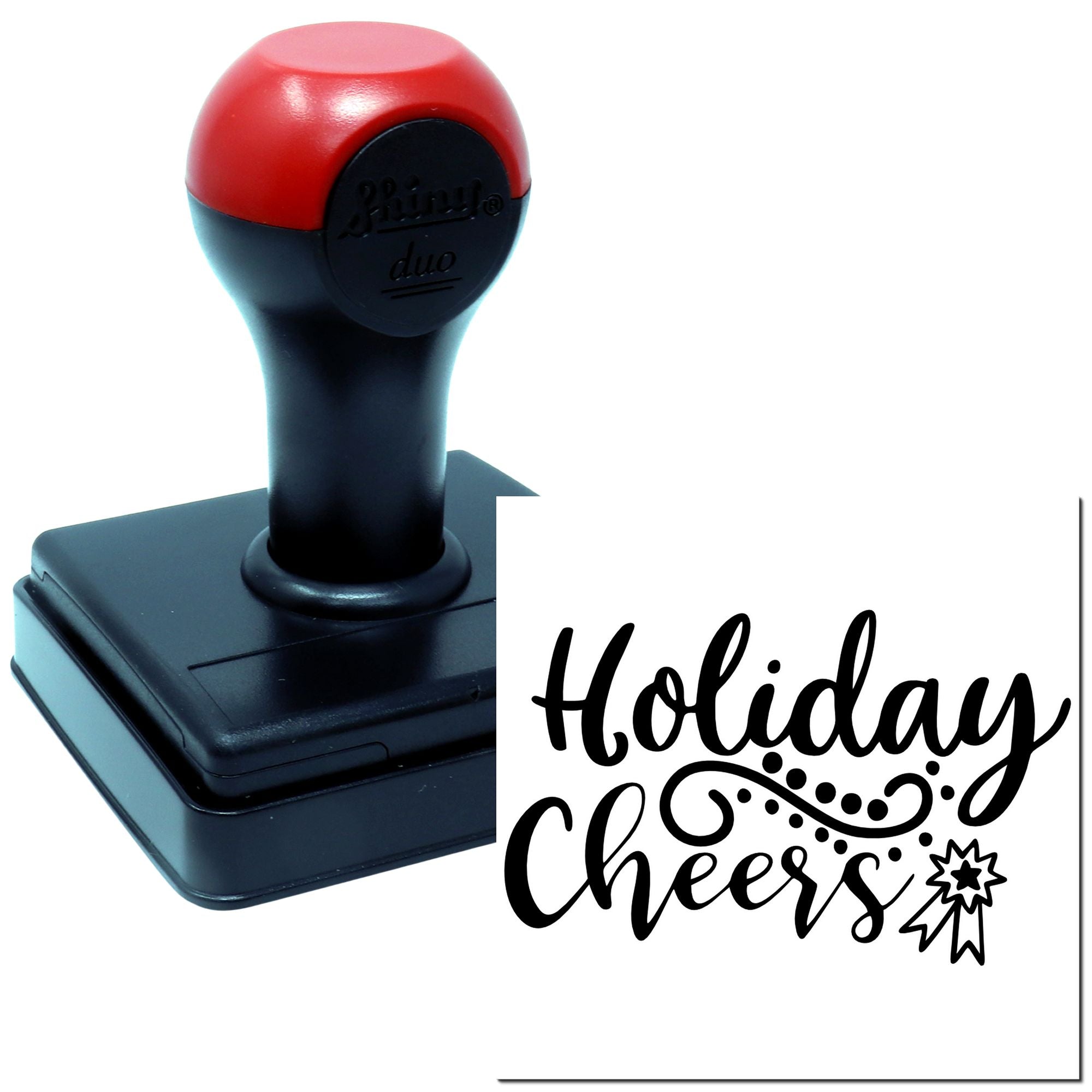 Duo Festive Holiday Cheers Ribbon Celebration Hand Stamp