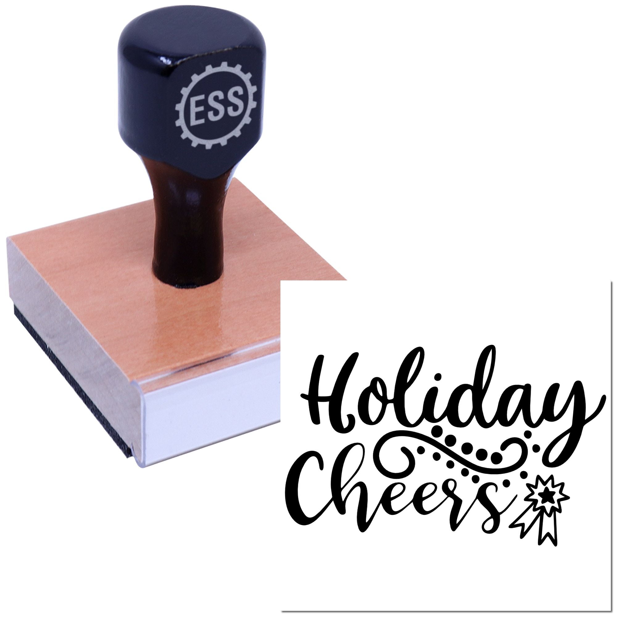 Holiday Cheer Emblem Tag Rubber Stamp